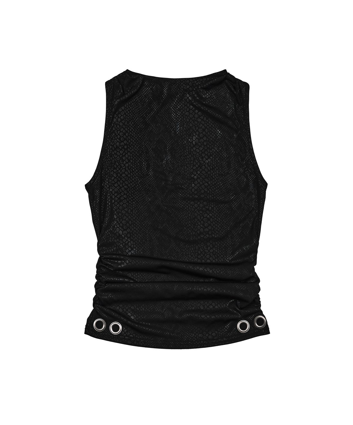 이양(EYANG) PYTHON SHIRRING SLEEVELESS TOP BLACK