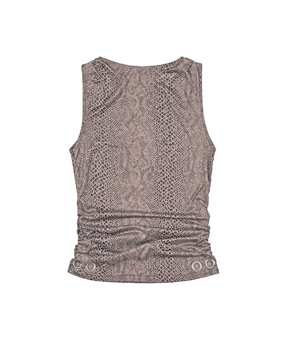 이양(EYANG) PYTHON SHIRRING SLEEVELESS TOP BEIGE