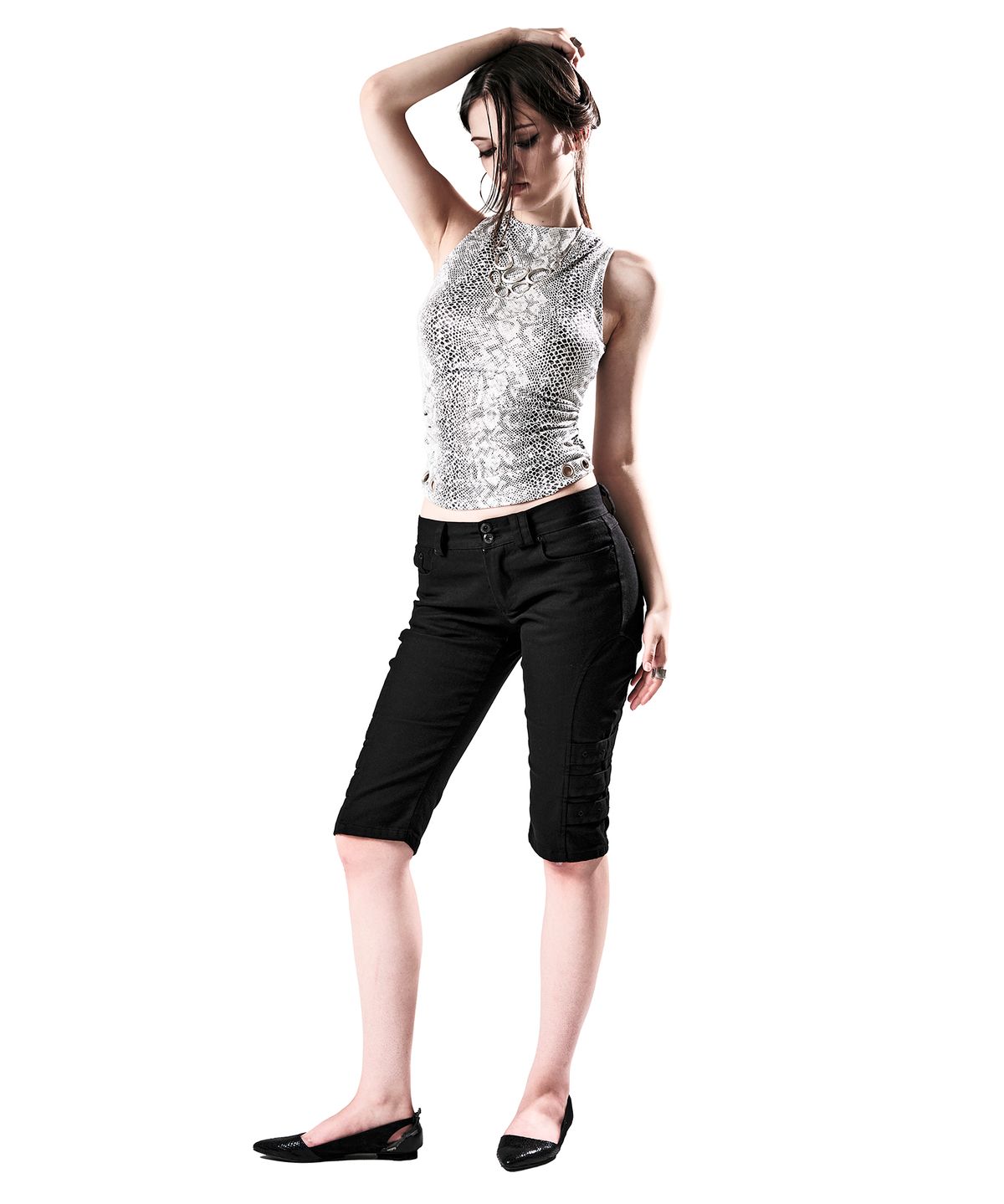 이양(EYANG) PYTHON SHIRRING SLEEVELESS TOP WHITE