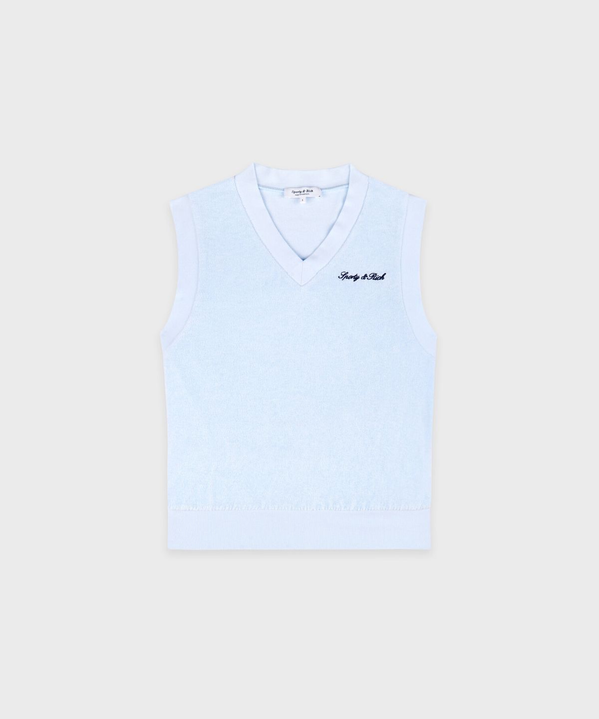 스포티앤리치(SPORTY&RICH) 시그니쳐 로고 테리 베스트- 시엘 R265AWV003