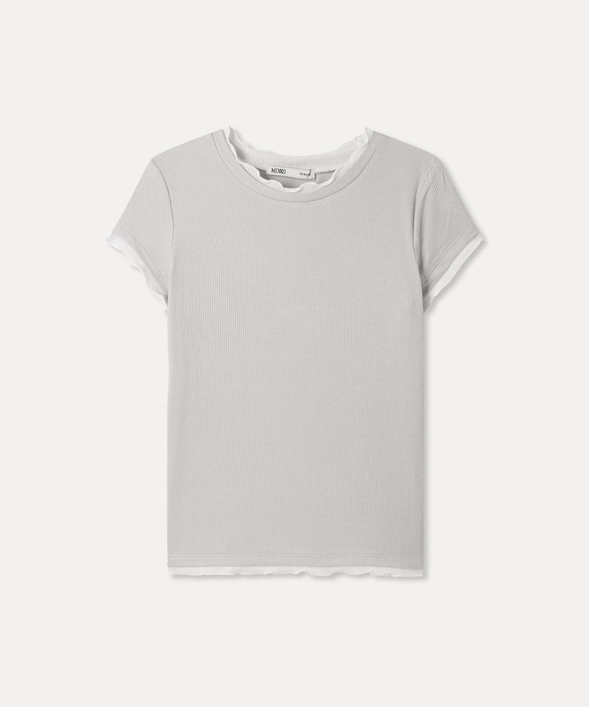 미쏘(MIXXO) 배색 반팔 티셔츠_MIWHWG739A
