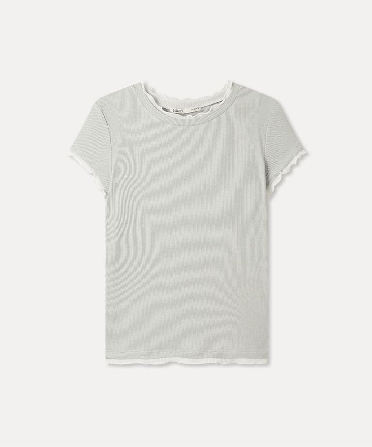미쏘(MIXXO) 배색 반팔 티셔츠_MIWHWG739A