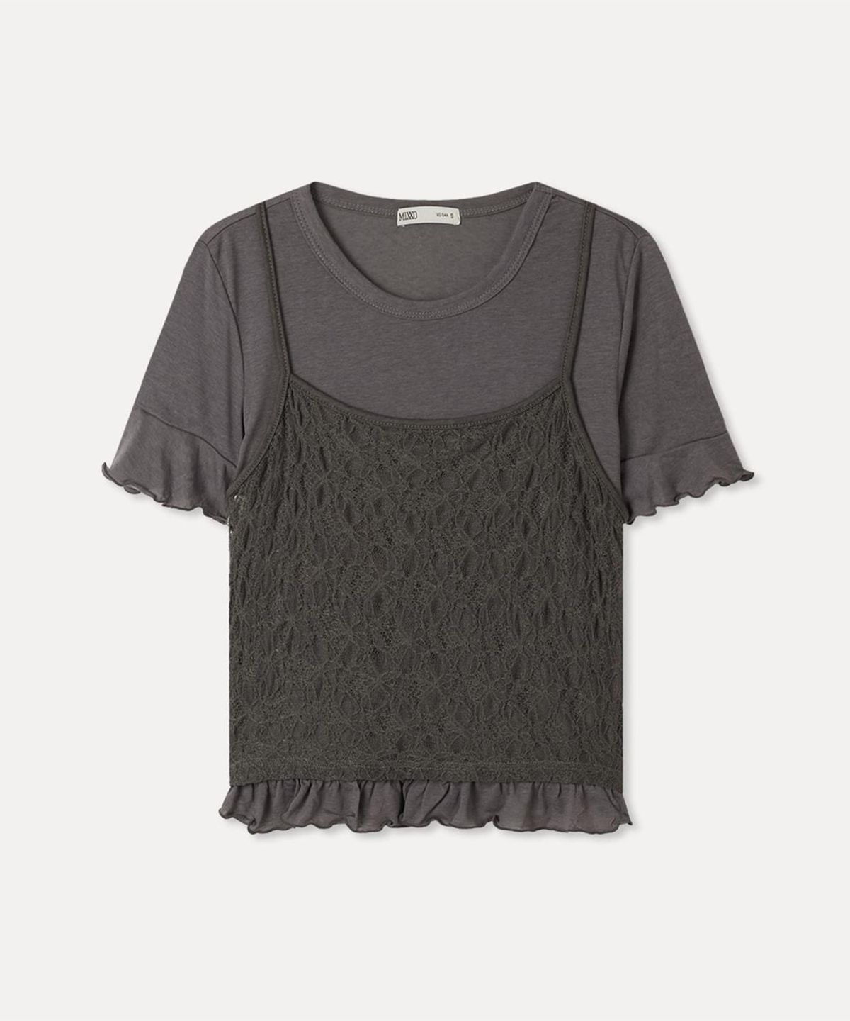미쏘(MIXXO) 레이스 뷔스티에 티셔츠 RE HWG56SS_MIWHWG85QA