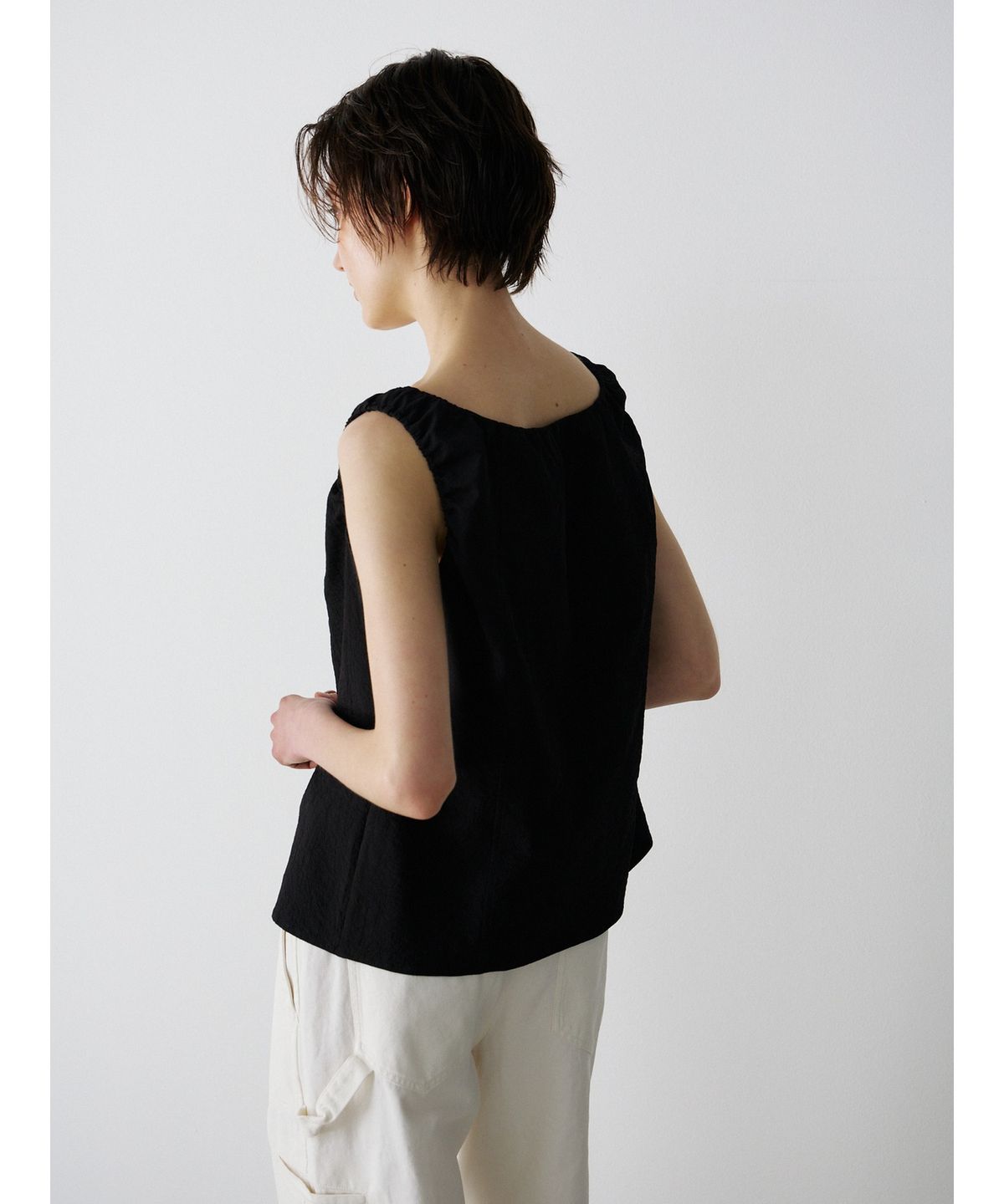 닌닛(NINNIT) Breeze tie blouse (BLACK)