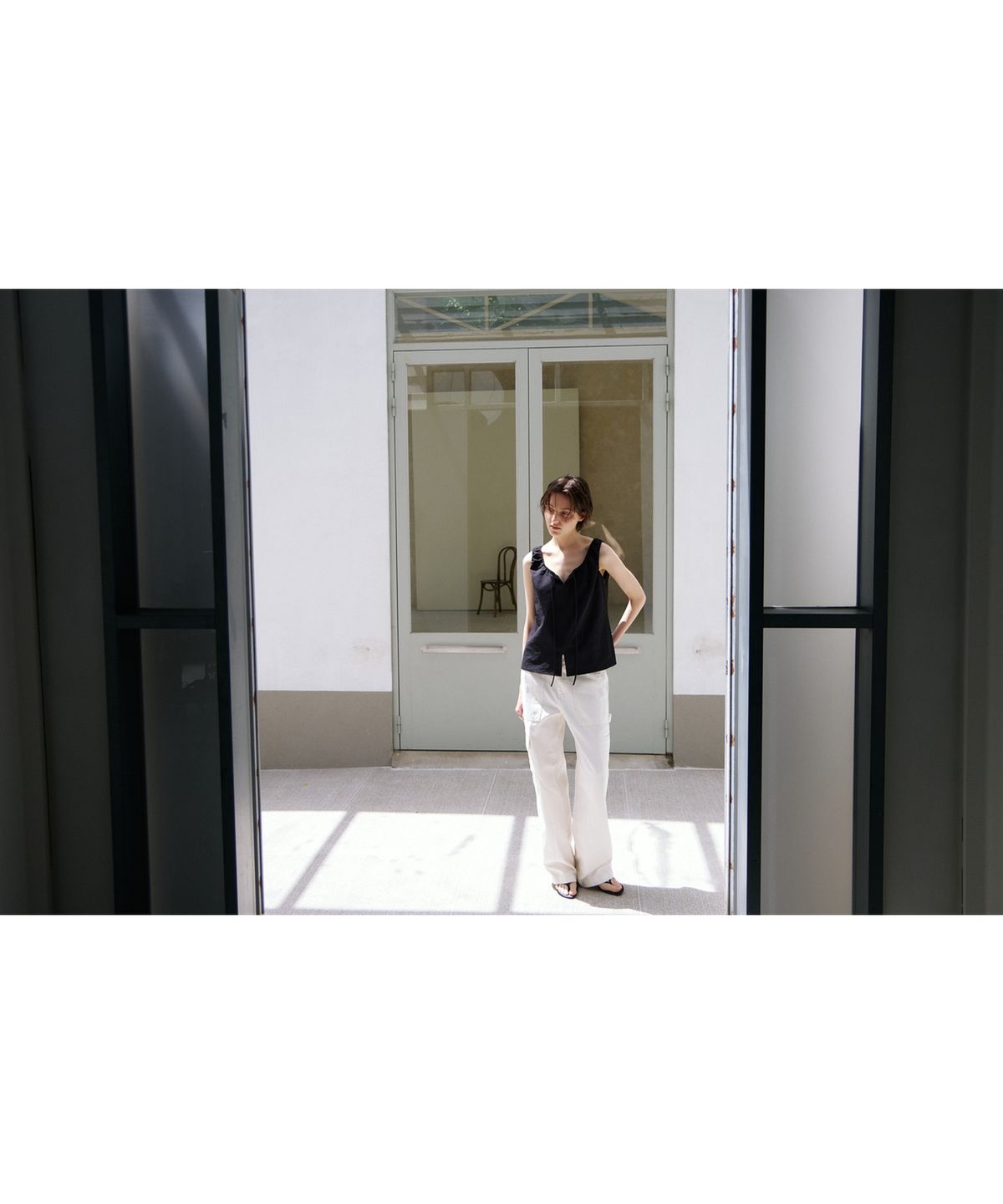 닌닛(NINNIT) Breeze tie blouse (BLACK)