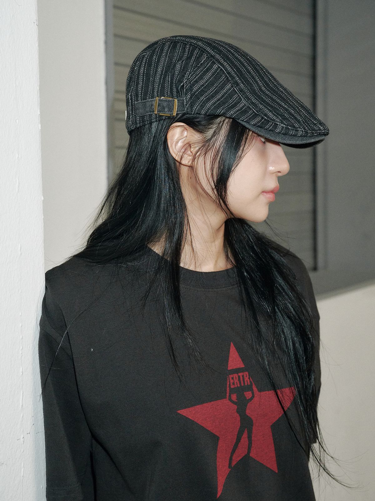 올인컴플리트(ALLINCOMPLETE) 스티치 스트라이프 헌팅캡 (흑청)
