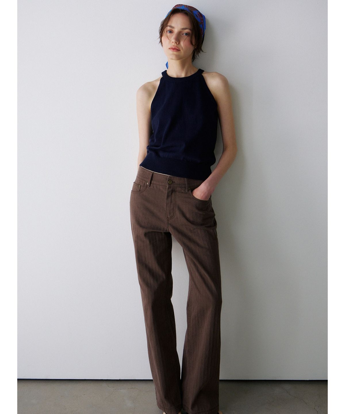 닌닛(NINNIT) [4th] Vintage herringbone pants (BROWN)