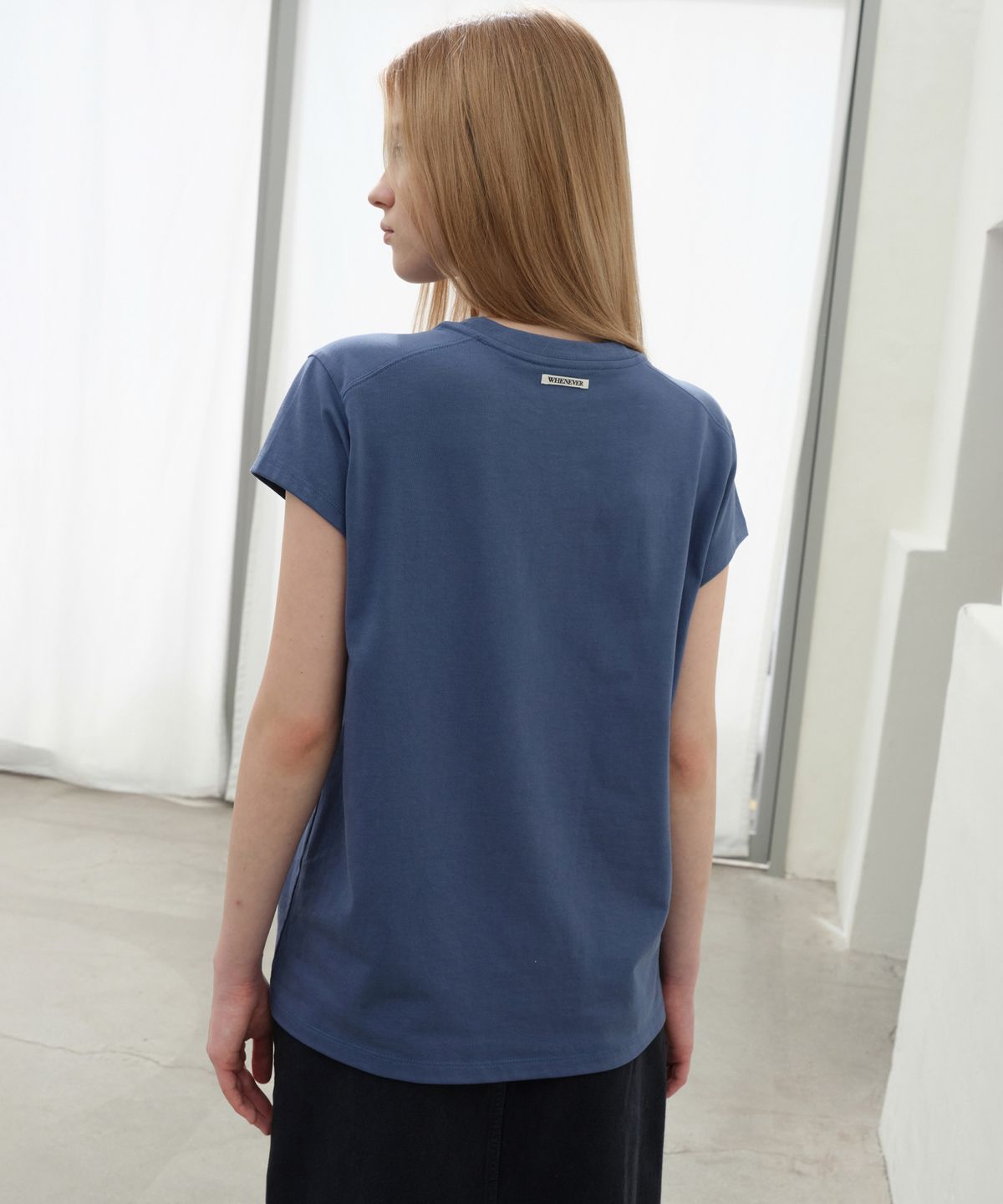 르바(LEVAR) Boyfit Cap Sleeve T-shirt - Teal Blue