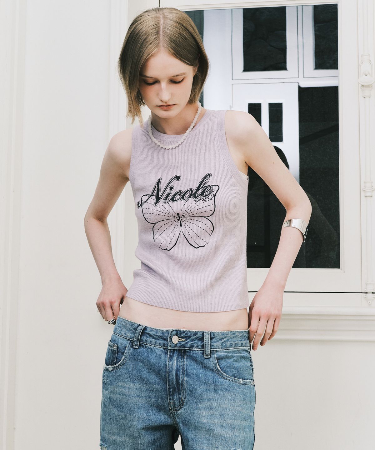 닉앤니콜(NICK&NICOLE) NICOLE BUTTERFLY SLEEVELESS TOP_LIGHT PURPLE
