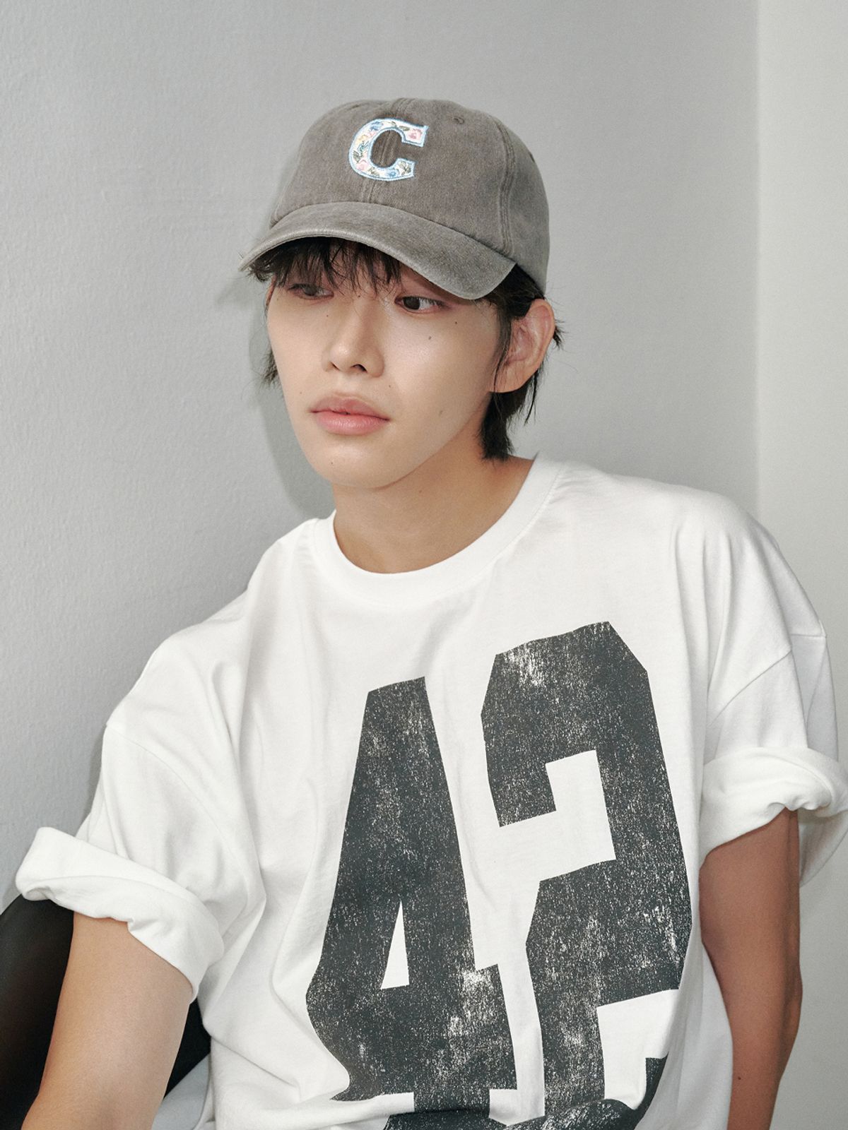 올인컴플리트(ALLINCOMPLETE) 플라워 C 워싱 볼캡 (브라운)