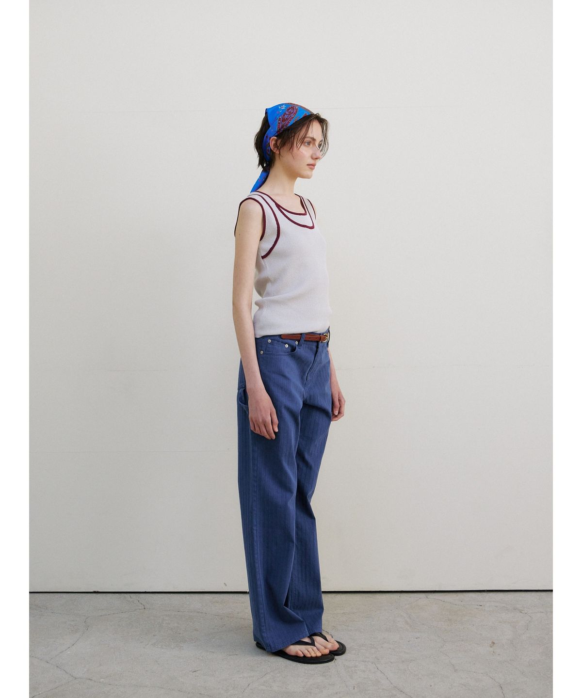 닌닛(NINNIT) [5th] Vintage herringbone pants (BLUE)