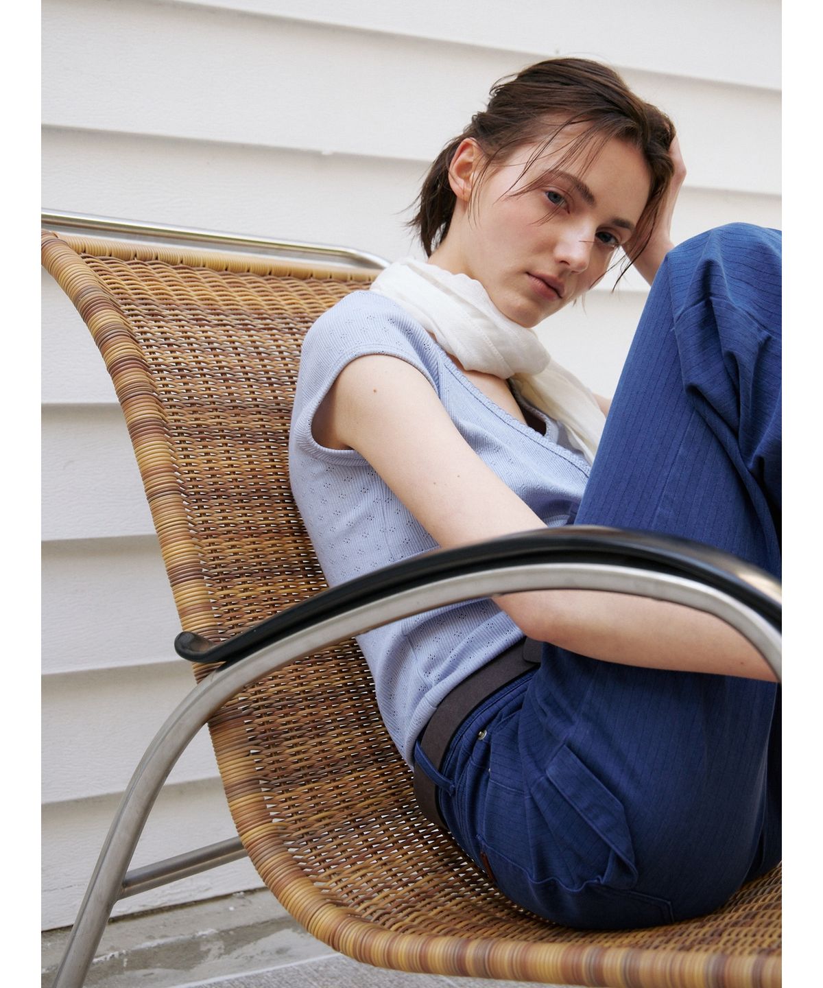 닌닛(NINNIT) [5th] Vintage herringbone pants (BLUE)