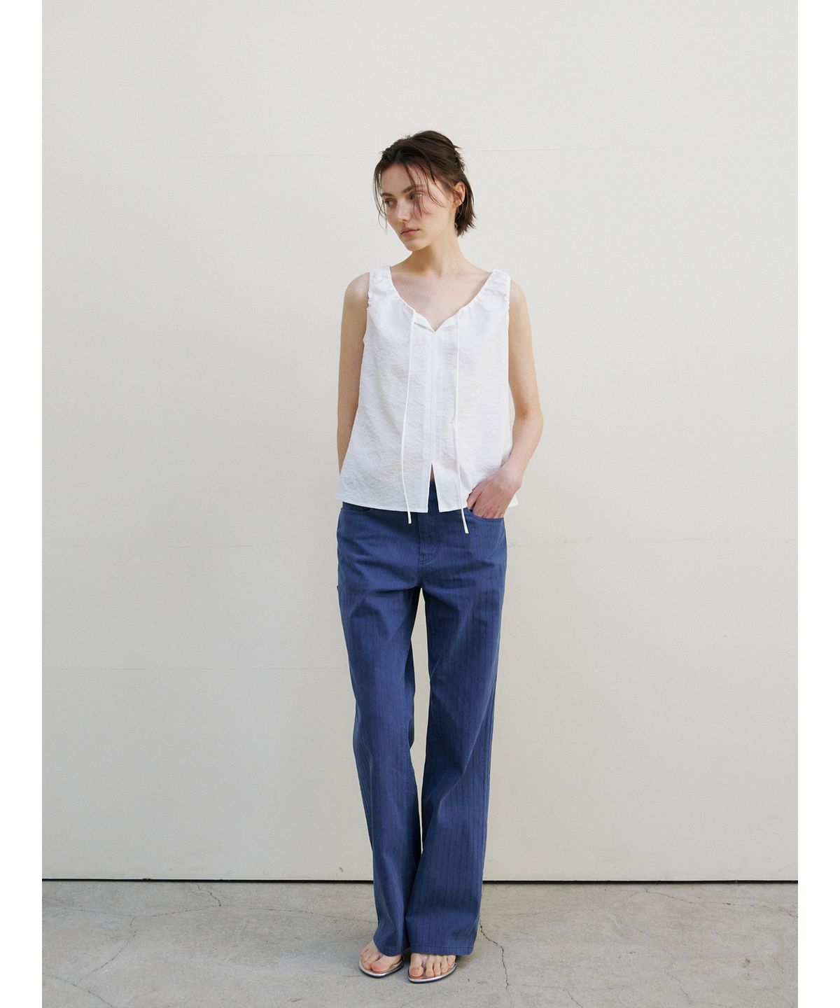 닌닛(NINNIT) [5th] Vintage herringbone pants (BLUE)