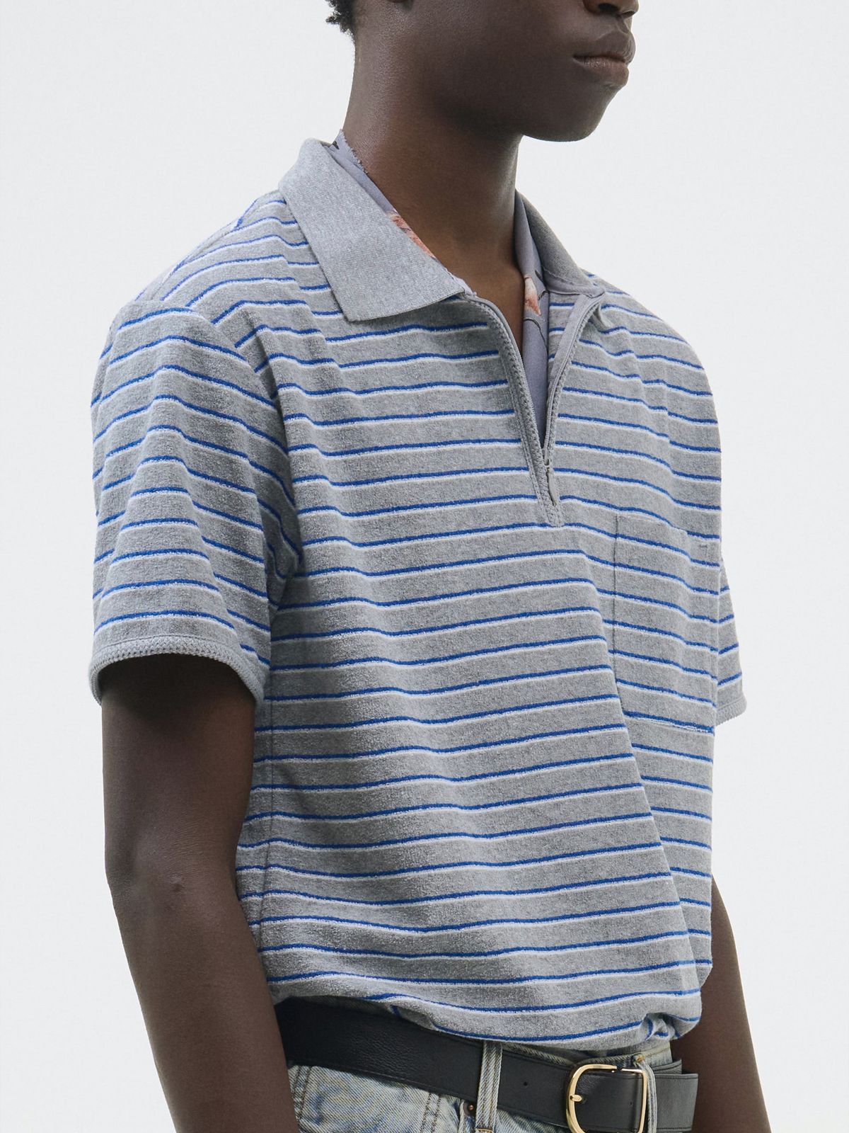 포커페이스(POKERFACE) ZIPPER POLO T-SHIRTS GREY