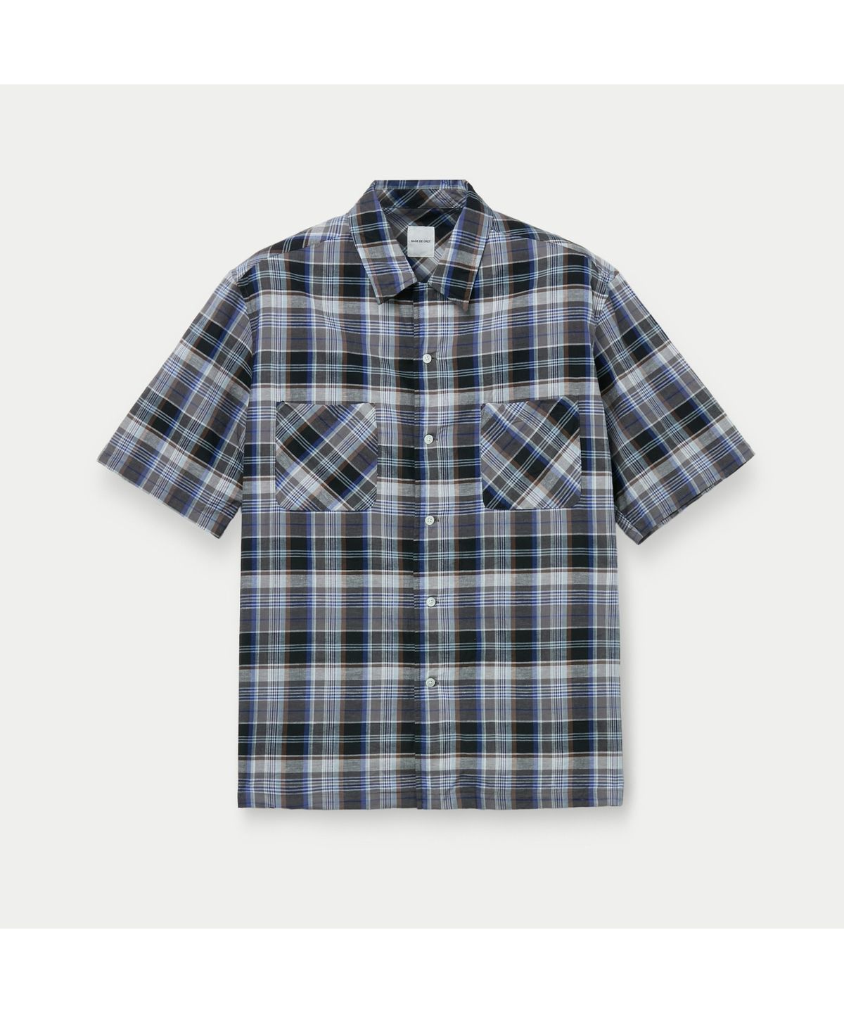 시리즈(SERIES) SAGE DE CRET CO/LI Madras Check Short Sleeve Open Collar Shirt SVSFM26552BUX