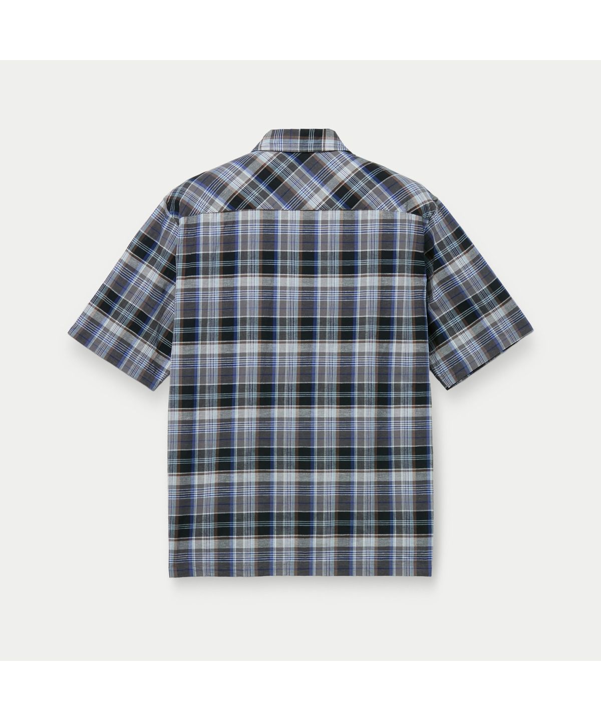 시리즈(SERIES) SAGE DE CRET CO/LI Madras Check Short Sleeve Open Collar Shirt SVSFM26552BUX