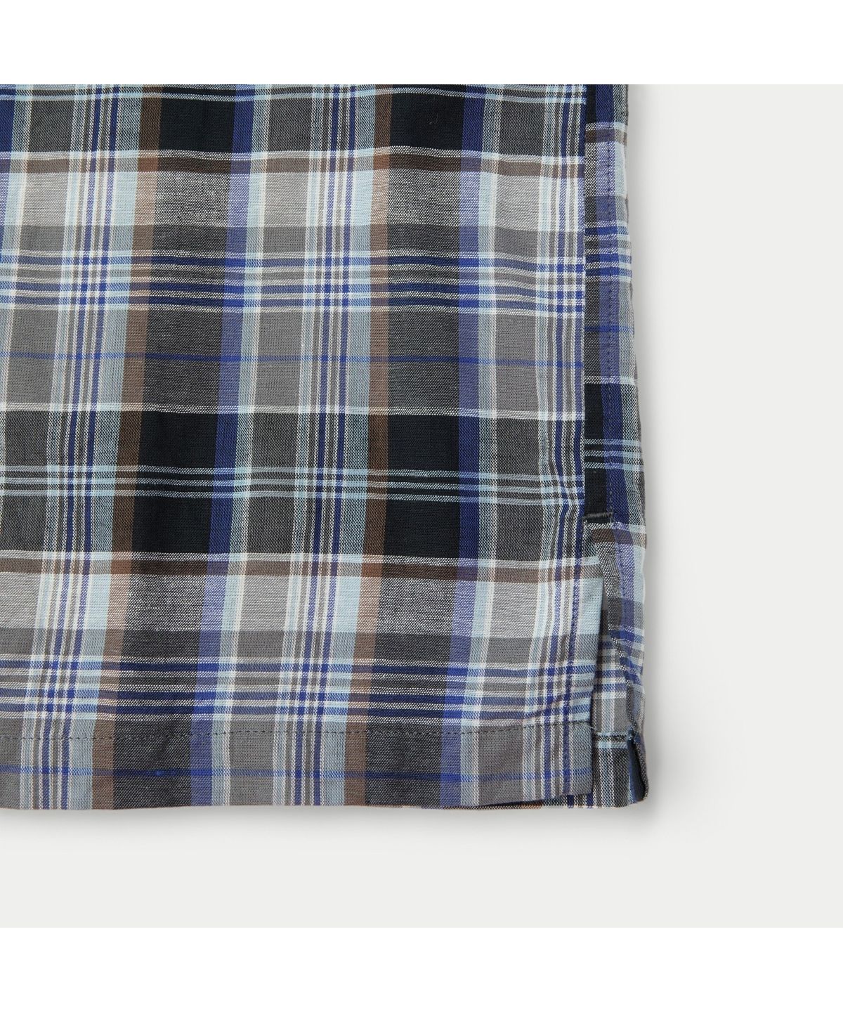 시리즈(SERIES) SAGE DE CRET CO/LI Madras Check Short Sleeve Open Collar Shirt SVSFM26552BUX