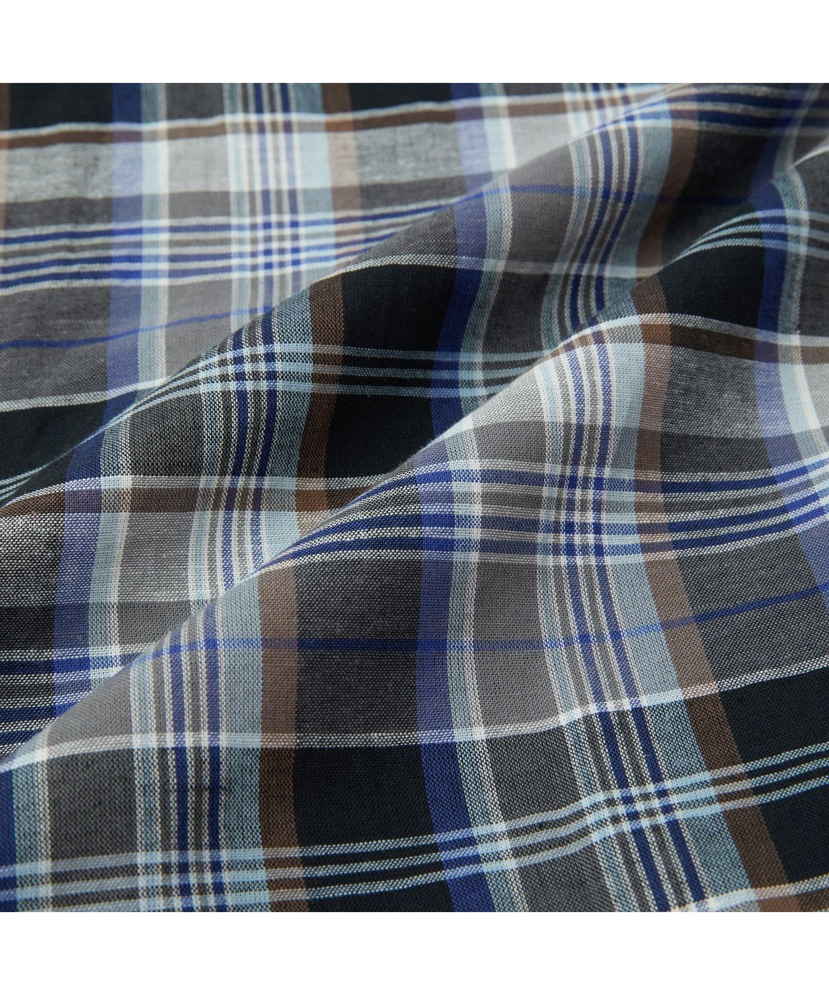 시리즈(SERIES) SAGE DE CRET CO/LI Madras Check Short Sleeve Open Collar Shirt SVSFM26552BUX