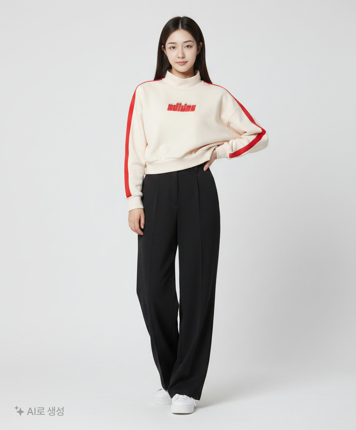 아디다스(ADIDAS) 스키 시크 스웨트셔츠 - 아이보리:레드 / IA3932 S