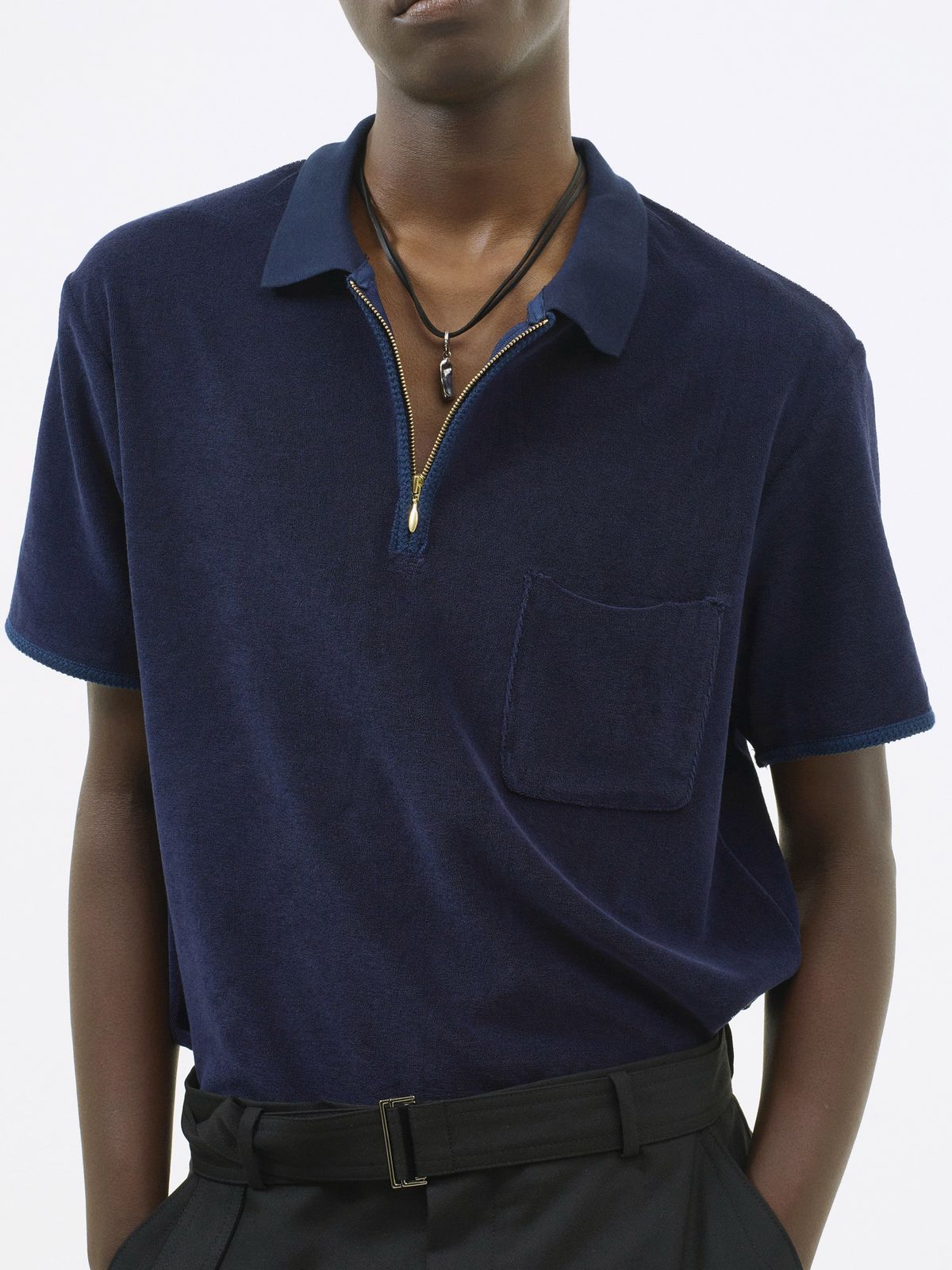 포커페이스(POKERFACE) ZIPPER POLO T-SHIRTS NAVY