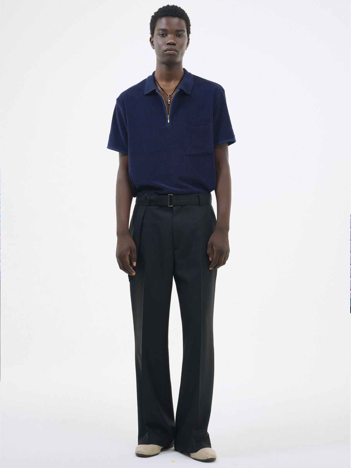 포커페이스(POKERFACE) ZIPPER POLO T-SHIRTS NAVY