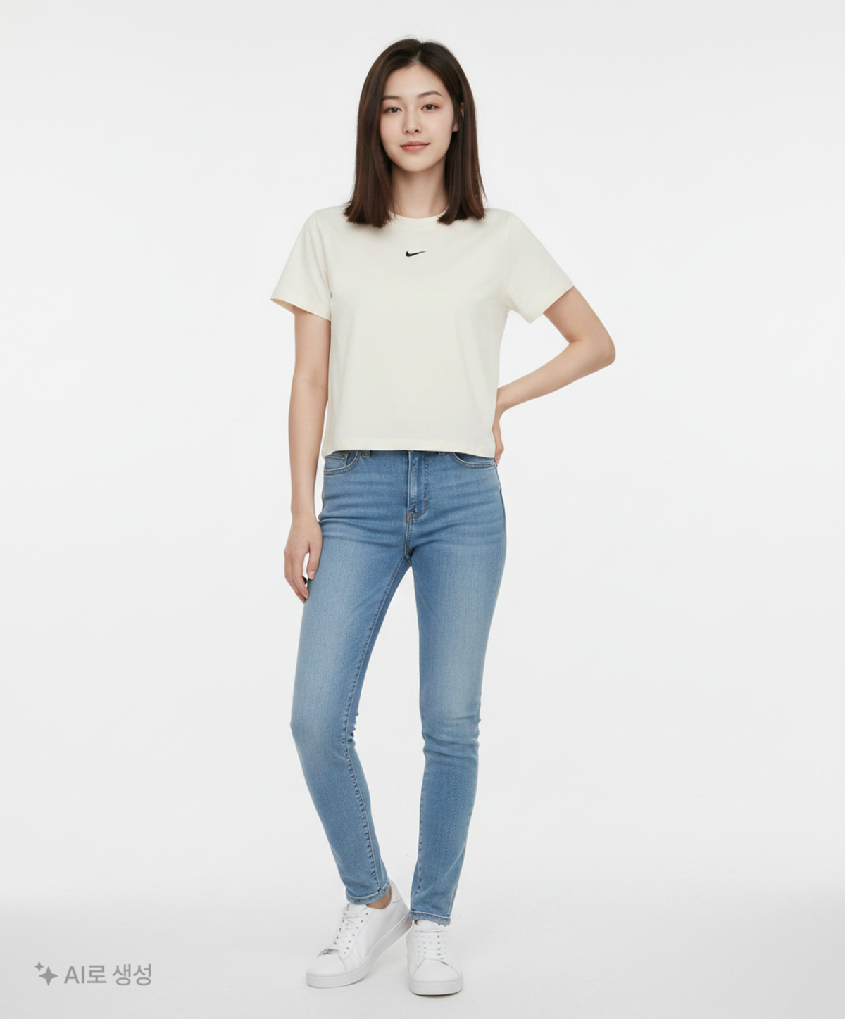 나이키(NIKE) 스포츠웨어 에센셜 박시 티셔츠 W - 화이트:블랙 / DD1238-100 S