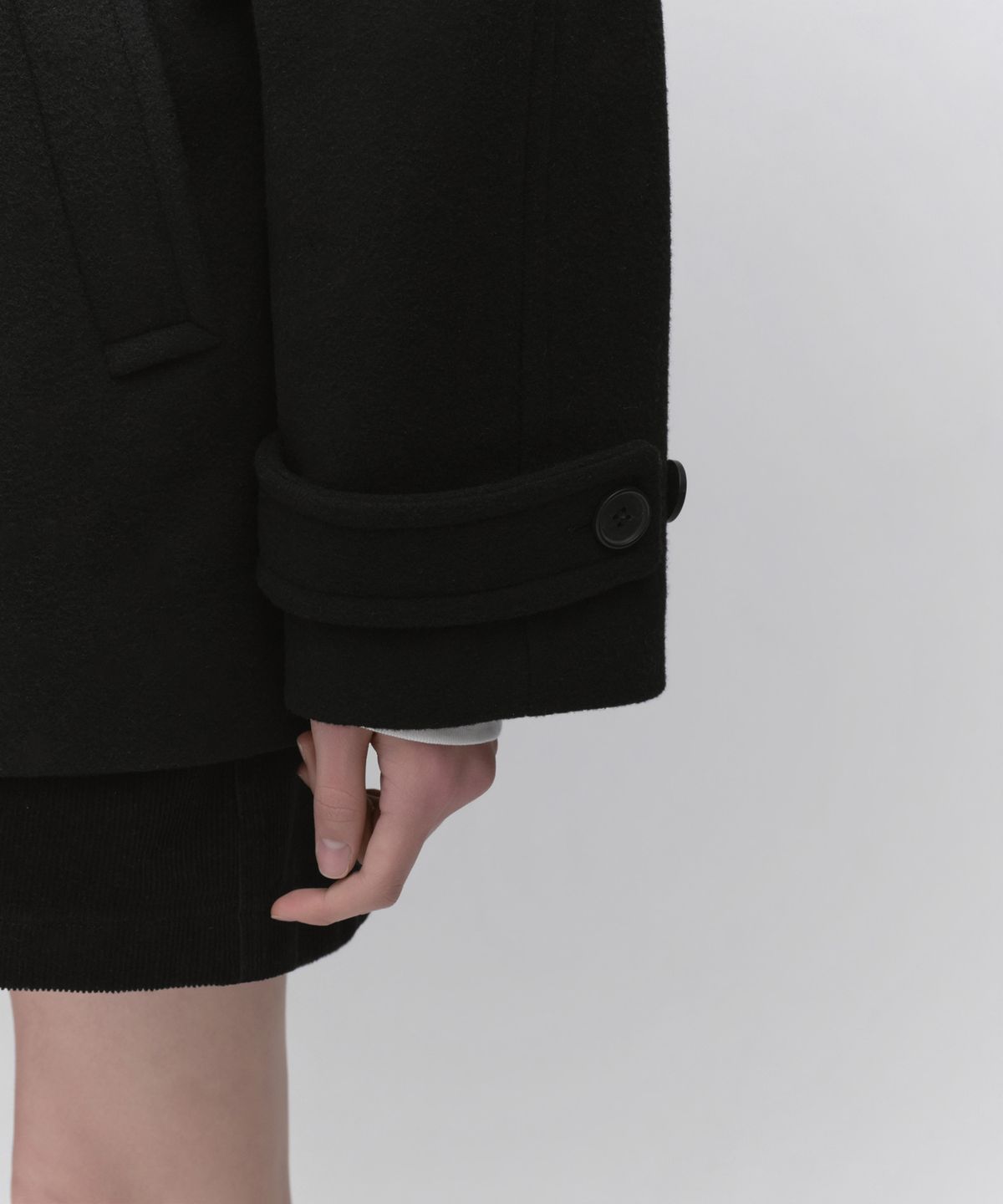 무신사 스탠다드 우먼(MUSINSA STANDARD WOMAN) 우먼즈 울 블렌드 후디드 더블 하프 코트 [블랙]