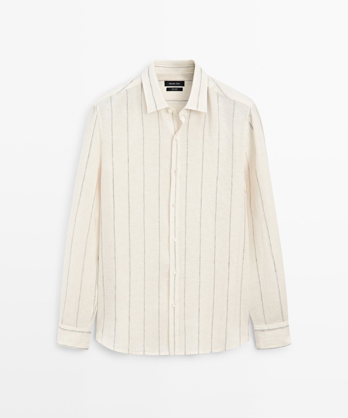마시모두띠(MASSIMO DUTTI) 100% 린넨 스트라이프 레귤러 핏 셔츠