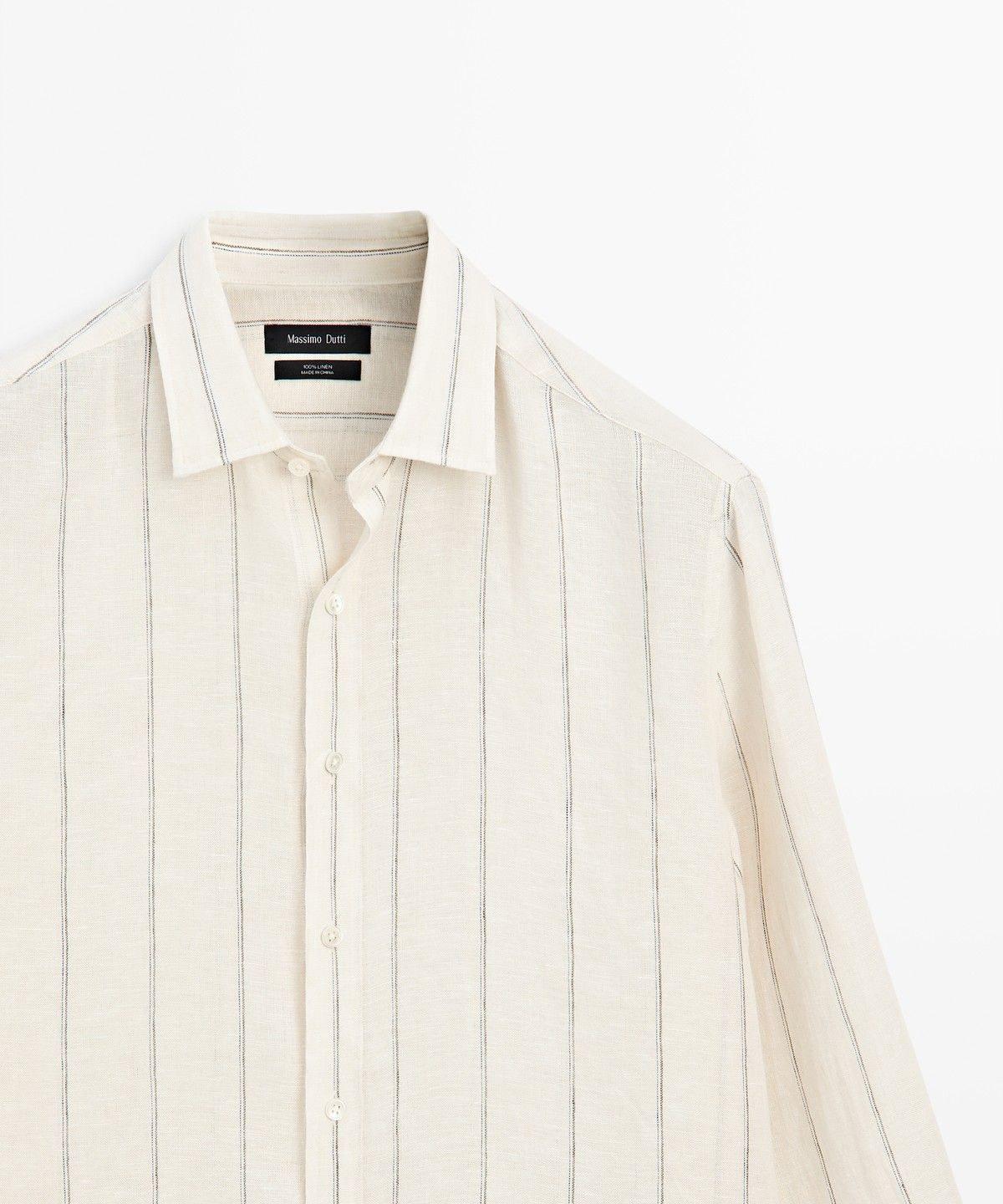 마시모두띠(MASSIMO DUTTI) 100% 린넨 스트라이프 레귤러 핏 셔츠