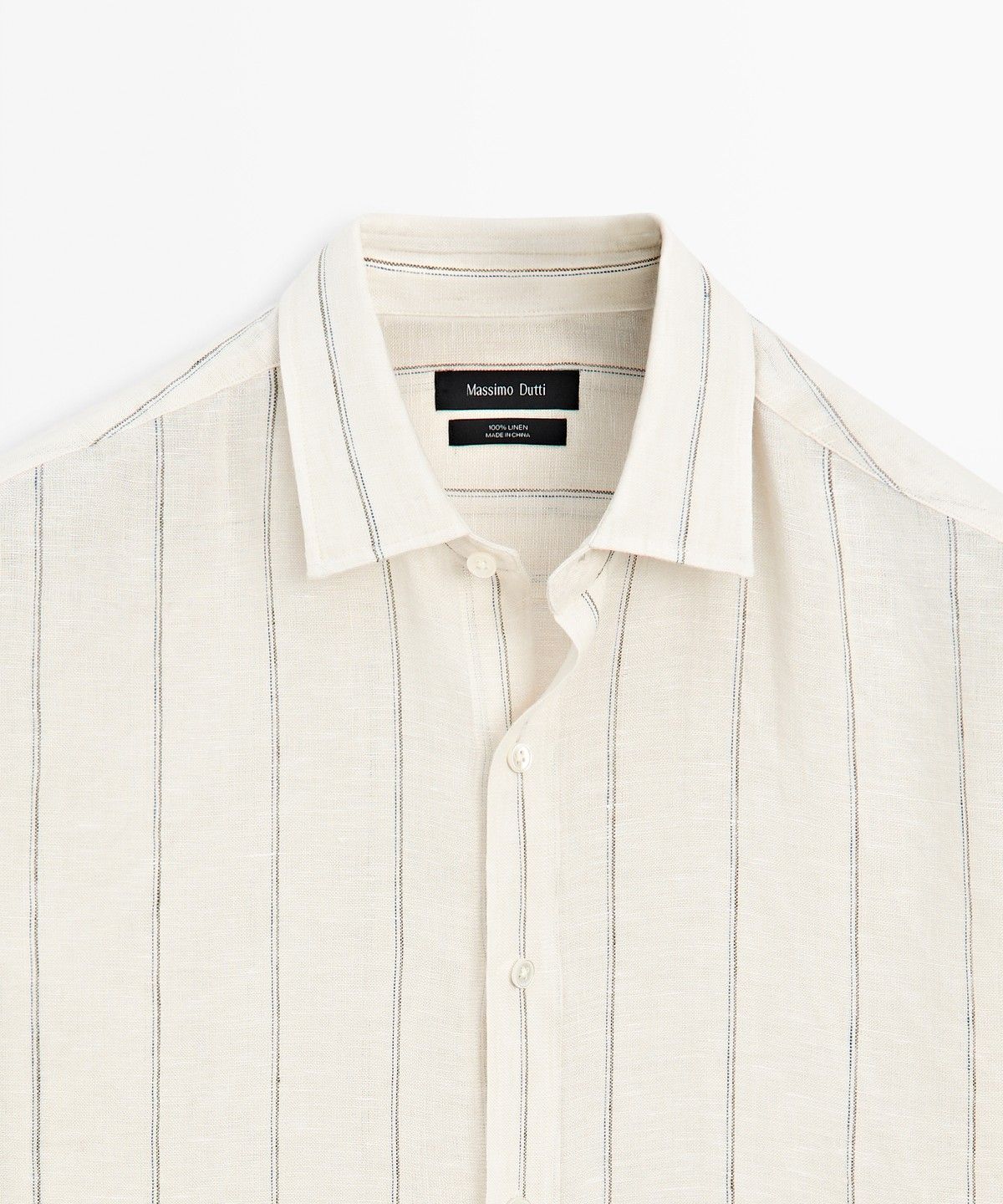 마시모두띠(MASSIMO DUTTI) 100% 린넨 스트라이프 레귤러 핏 셔츠