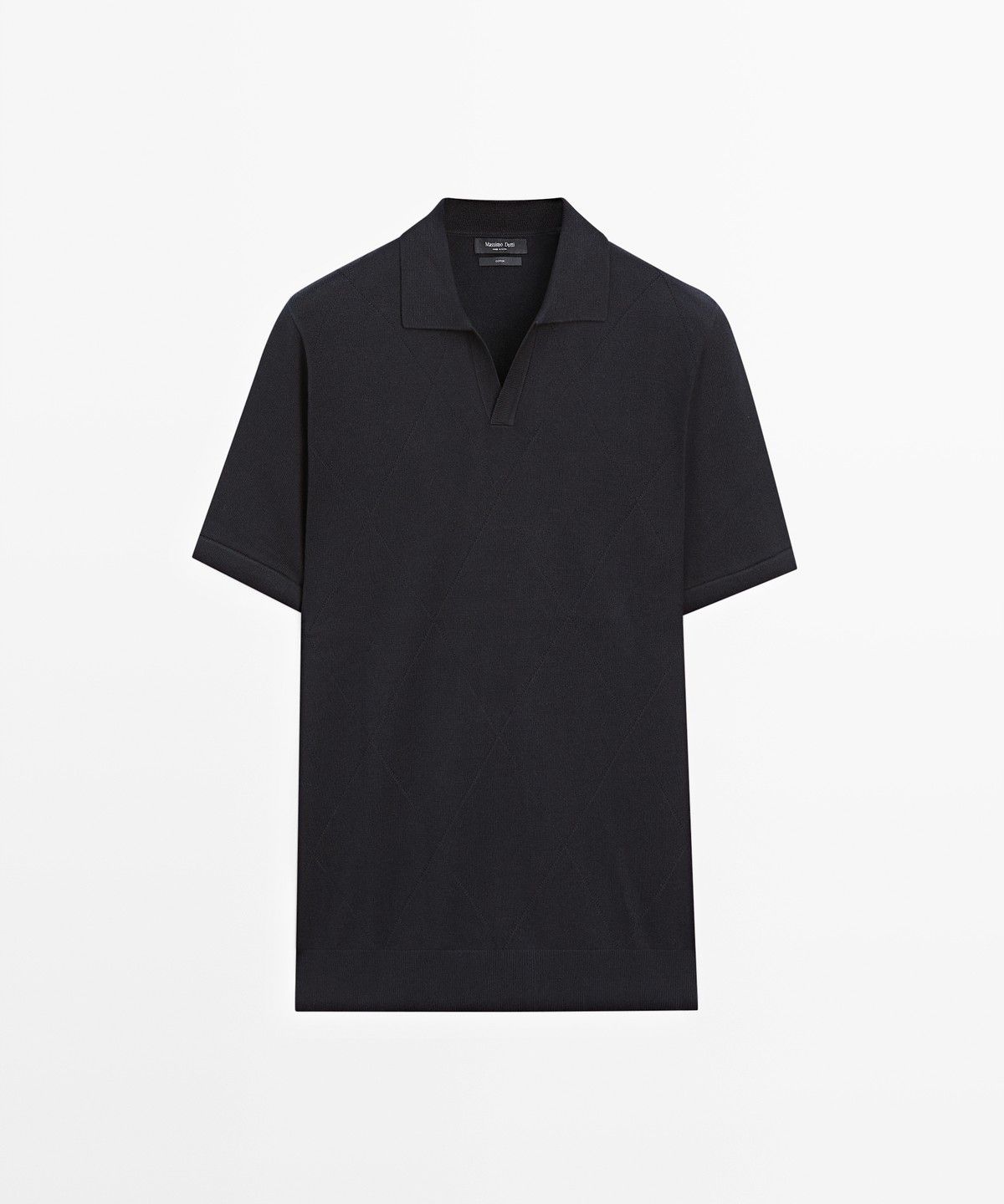 마시모두띠(MASSIMO DUTTI) 100% 코튼 인타르시아 니트 폴로 셔츠