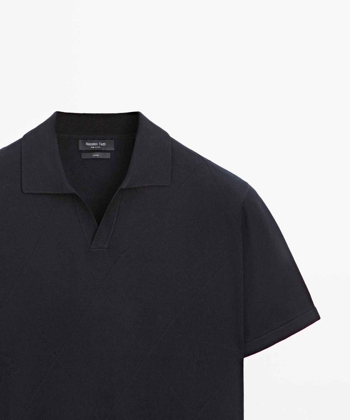 마시모두띠(MASSIMO DUTTI) 100% 코튼 인타르시아 니트 폴로 셔츠