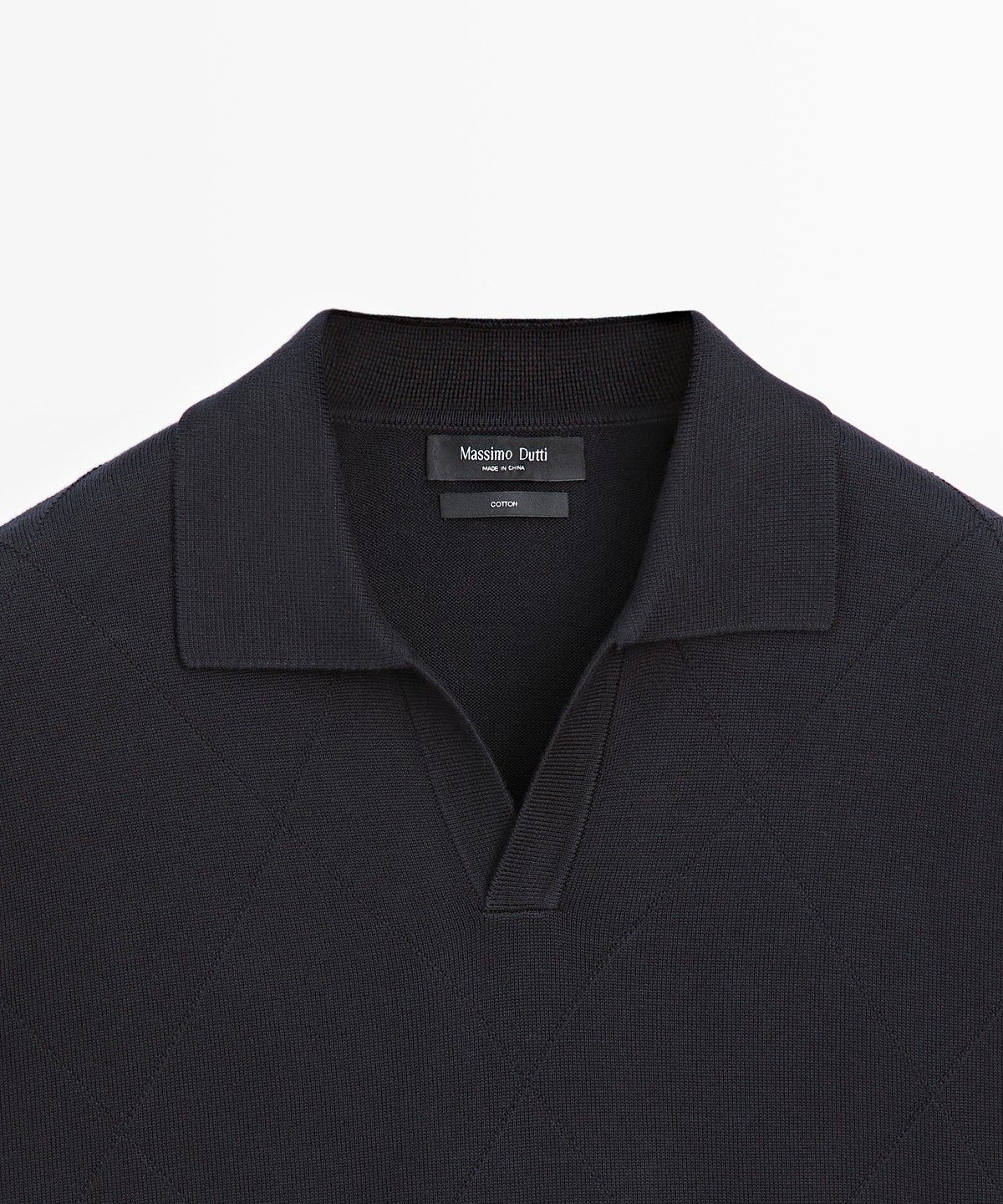 마시모두띠(MASSIMO DUTTI) 100% 코튼 인타르시아 니트 폴로 셔츠