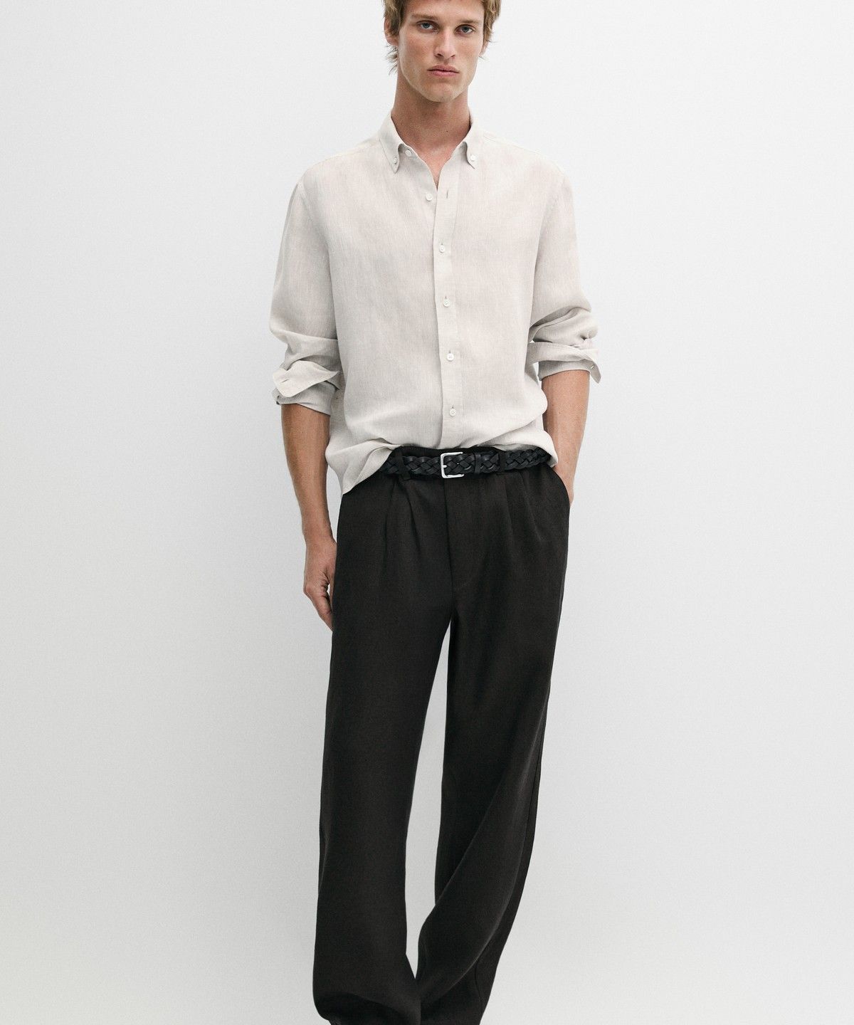 마시모두띠(MASSIMO DUTTI) 100% 린넨 레귤러 핏 셔츠