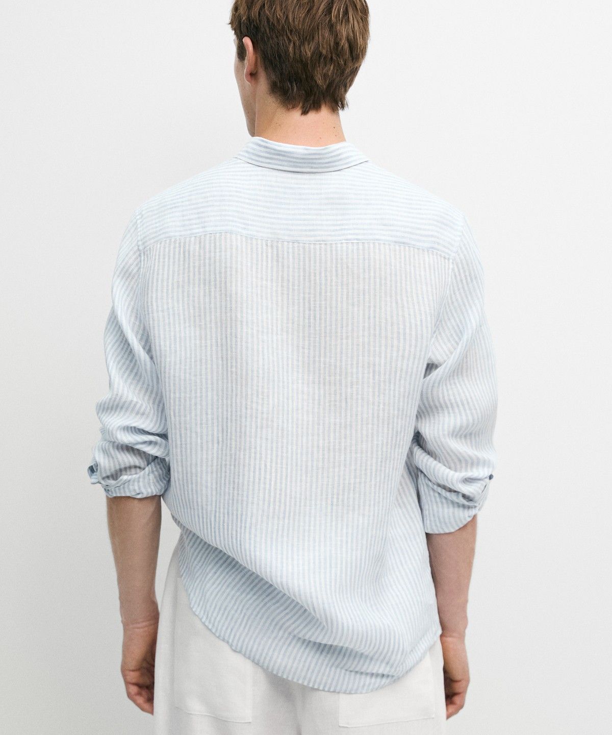 마시모두띠(MASSIMO DUTTI) 레귤러 핏 100% 린넨 스트라이프 셔츠
