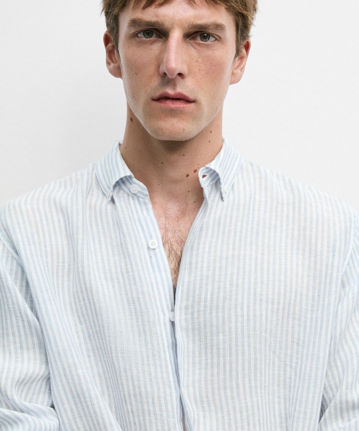 마시모두띠(MASSIMO DUTTI) 레귤러 핏 100% 린넨 스트라이프 셔츠