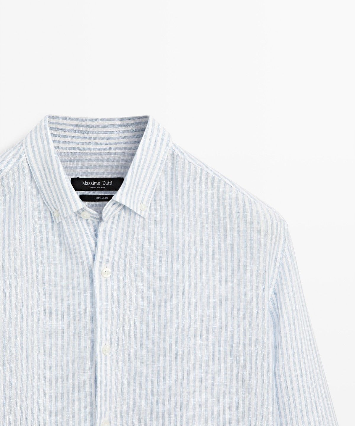 마시모두띠(MASSIMO DUTTI) 레귤러 핏 100% 린넨 스트라이프 셔츠