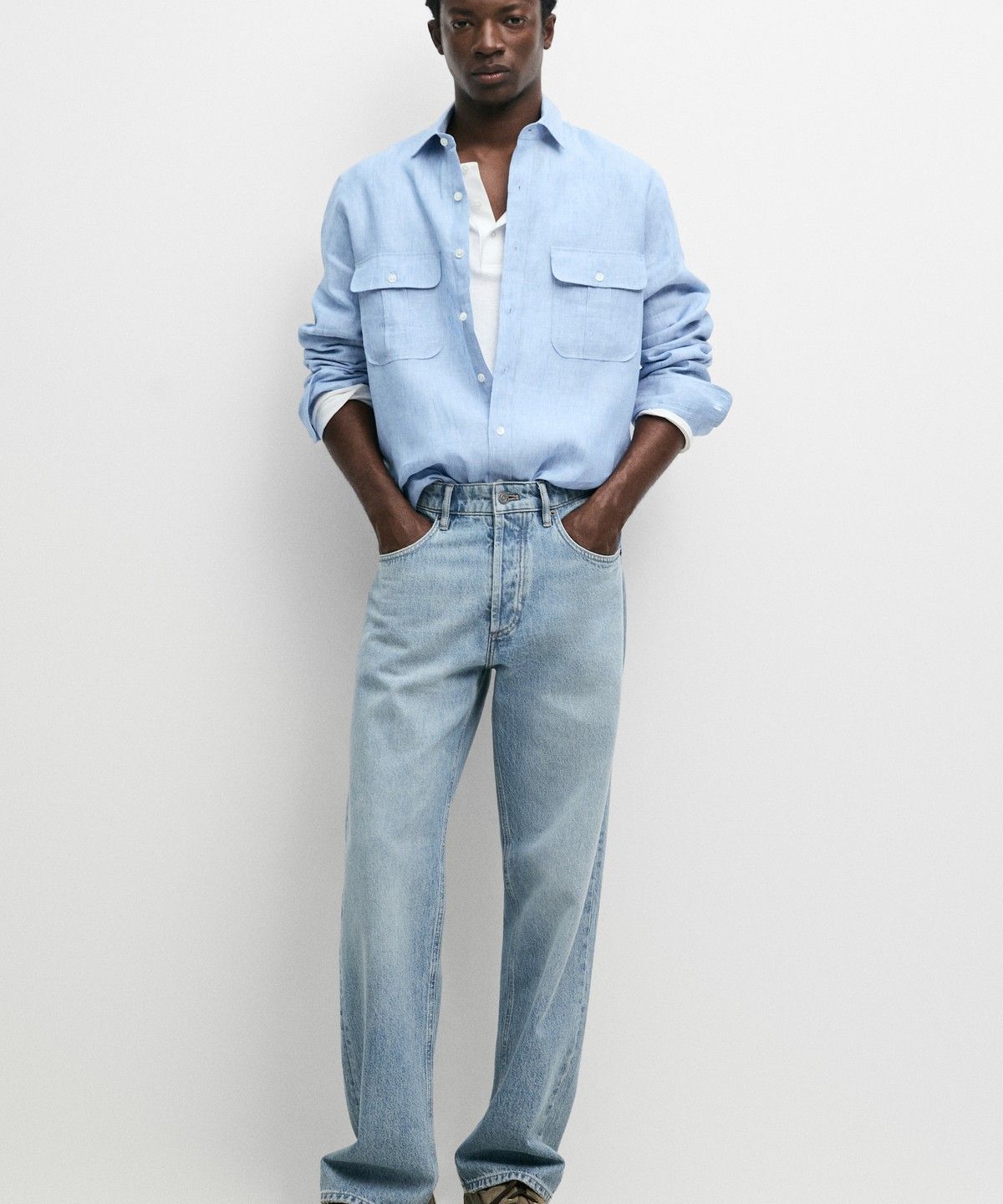 마시모두띠(MASSIMO DUTTI) 100% 린넨 레귤러 핏 셔츠