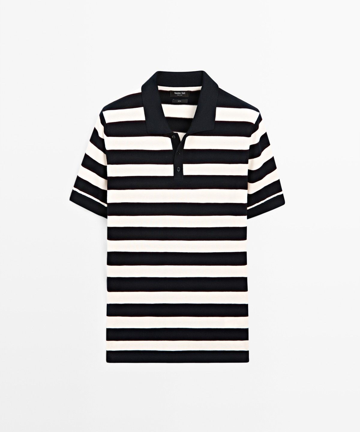 마시모두띠(MASSIMO DUTTI) 100% 코튼 스트라이프 니트 폴로셔츠