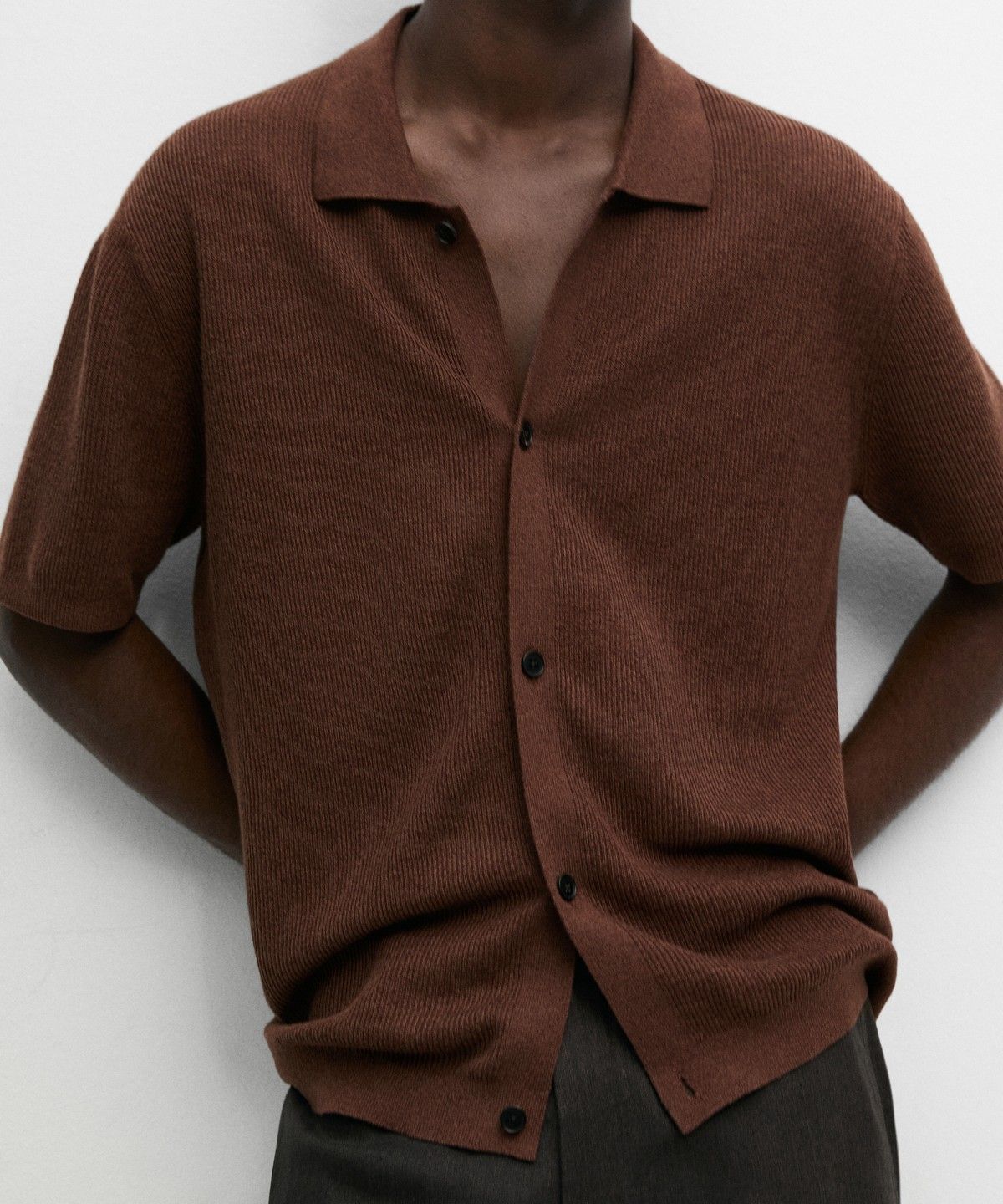 마시모두띠(MASSIMO DUTTI) 린넨 블렌드 니트 셔츠 폴로