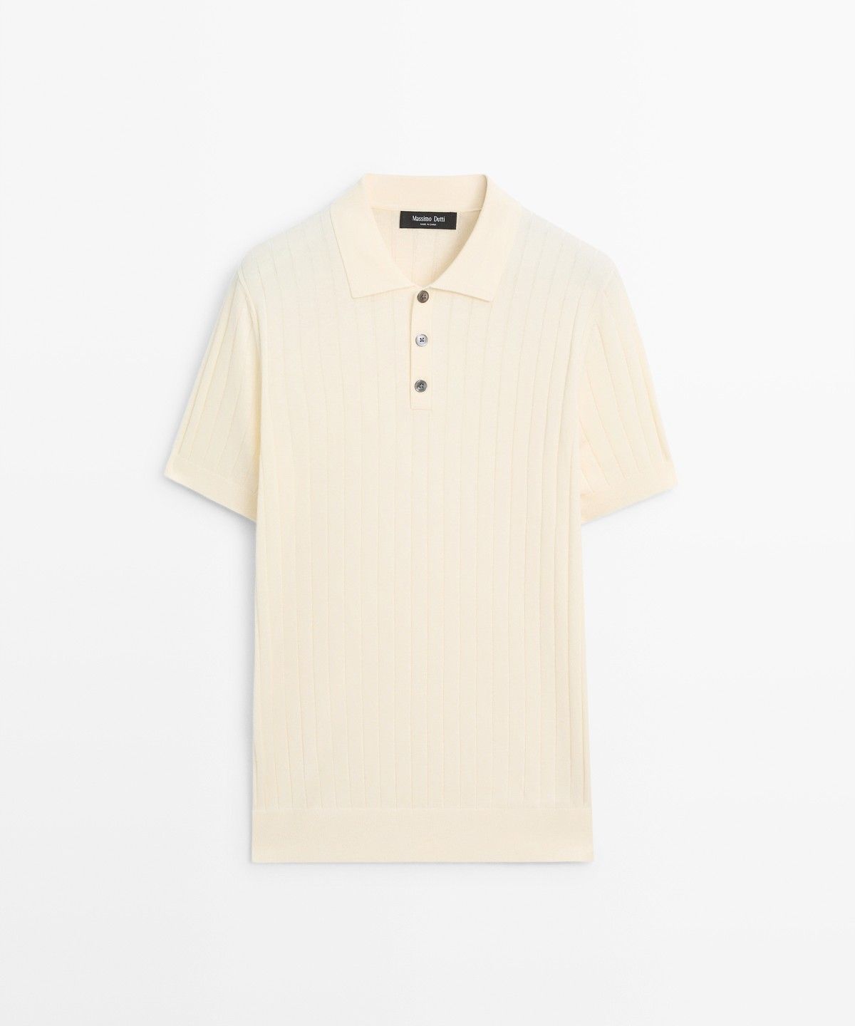 마시모두띠(MASSIMO DUTTI) 코튼 리브드 니트 폴로 셔츠