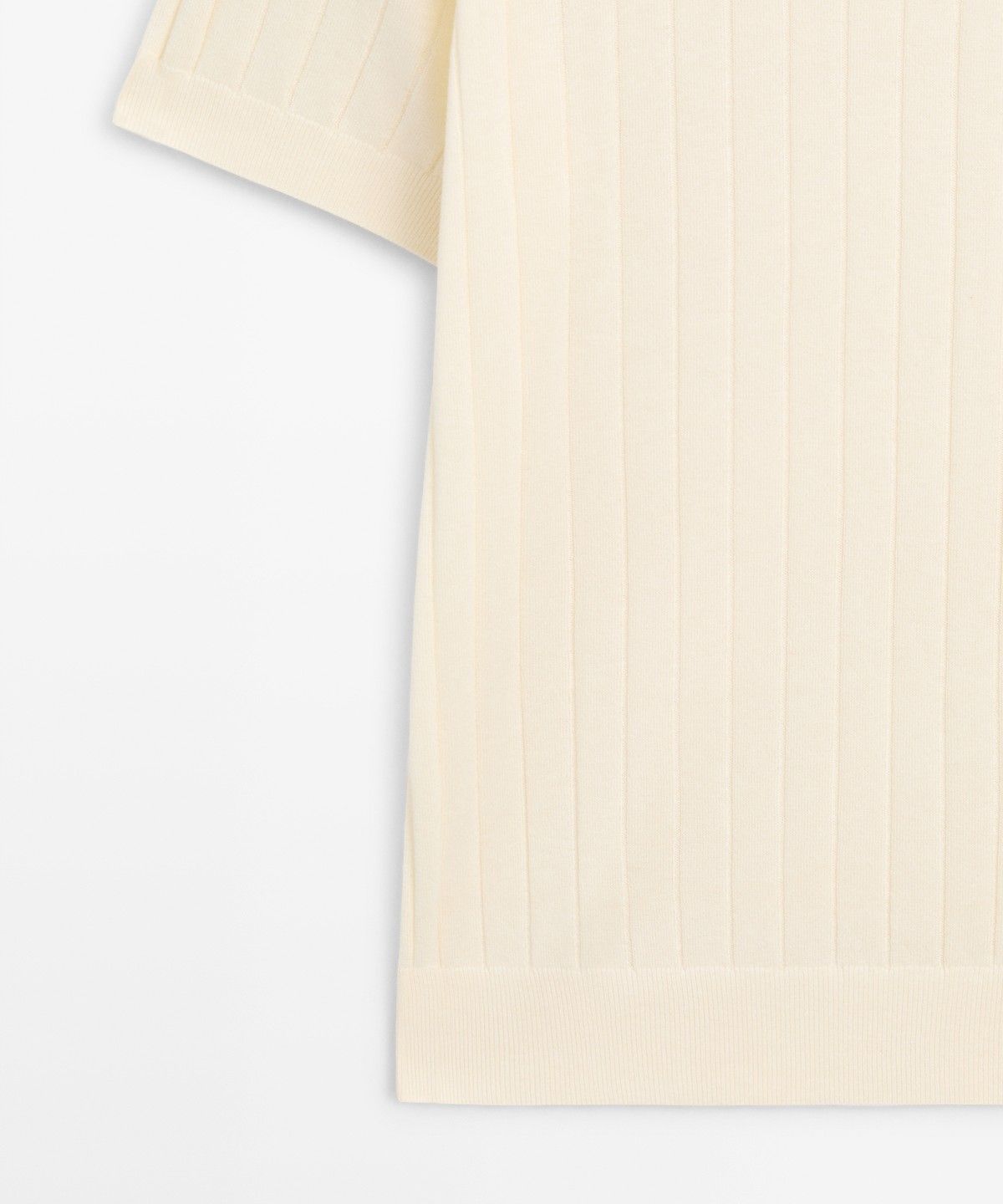마시모두띠(MASSIMO DUTTI) 코튼 리브드 니트 폴로 셔츠