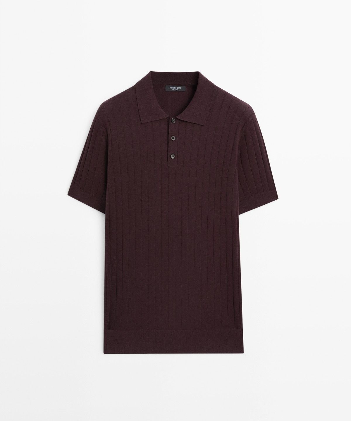 마시모두띠(MASSIMO DUTTI) 코튼 리브드 니트 폴로 셔츠