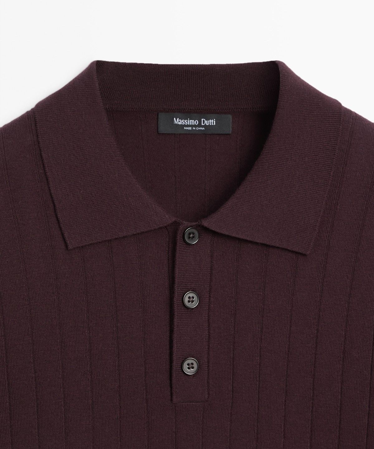 마시모두띠(MASSIMO DUTTI) 코튼 리브드 니트 폴로 셔츠