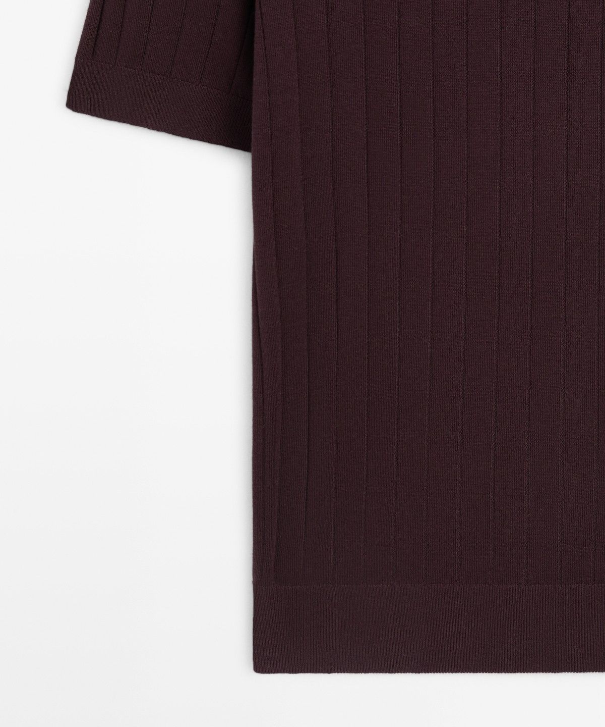 마시모두띠(MASSIMO DUTTI) 코튼 리브드 니트 폴로 셔츠