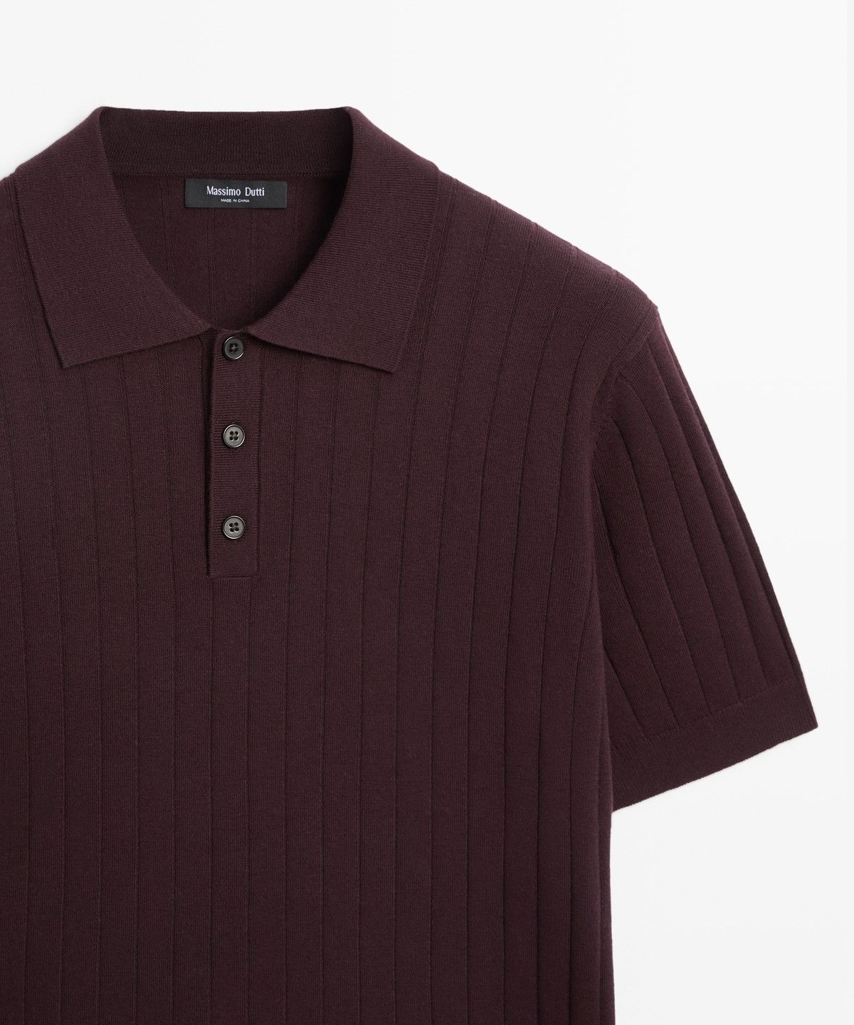 마시모두띠(MASSIMO DUTTI) 코튼 리브드 니트 폴로 셔츠