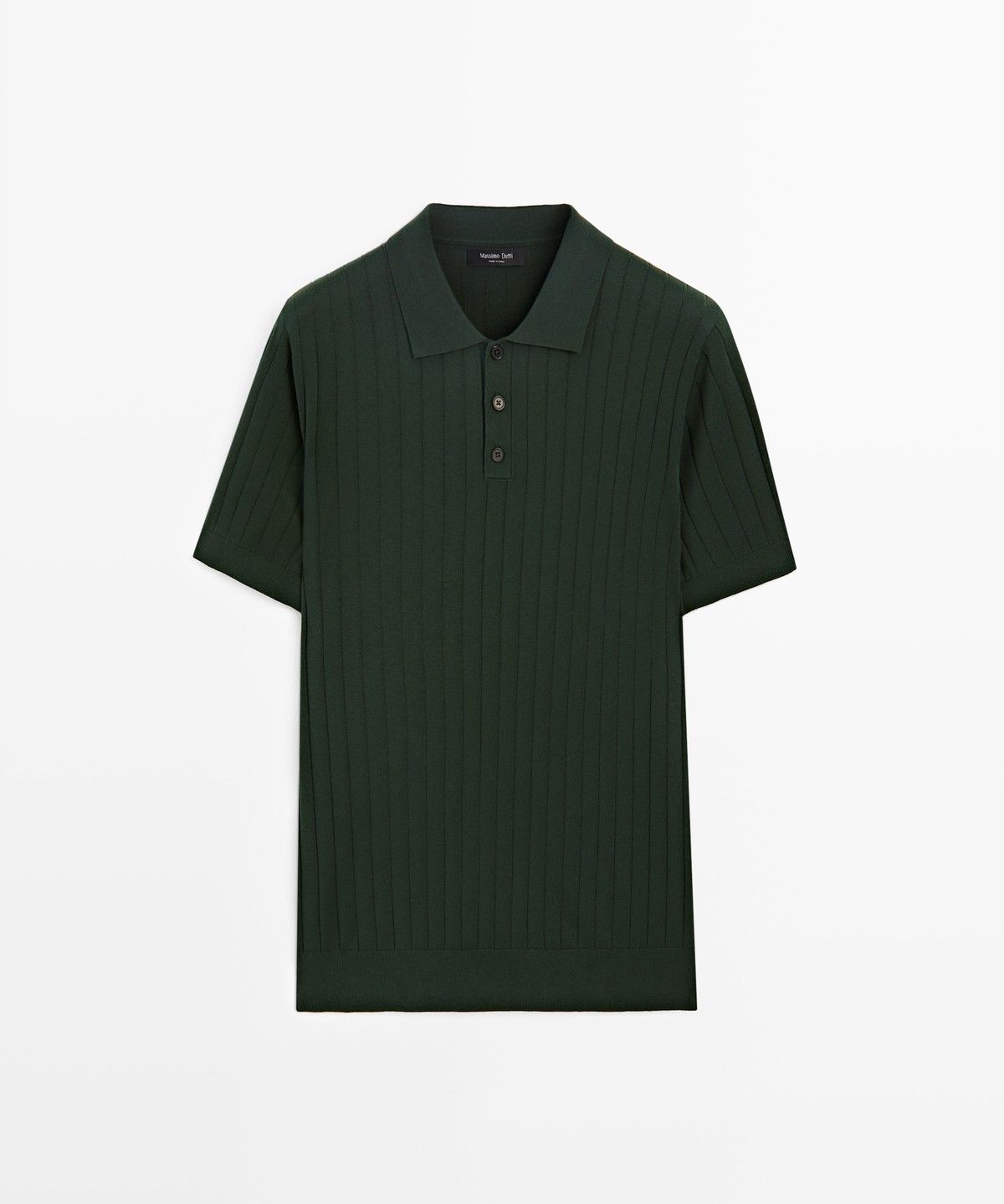마시모두띠(MASSIMO DUTTI) 코튼 리브드 니트 폴로 셔츠