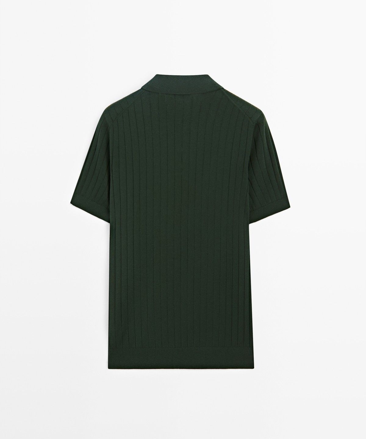 마시모두띠(MASSIMO DUTTI) 코튼 리브드 니트 폴로 셔츠