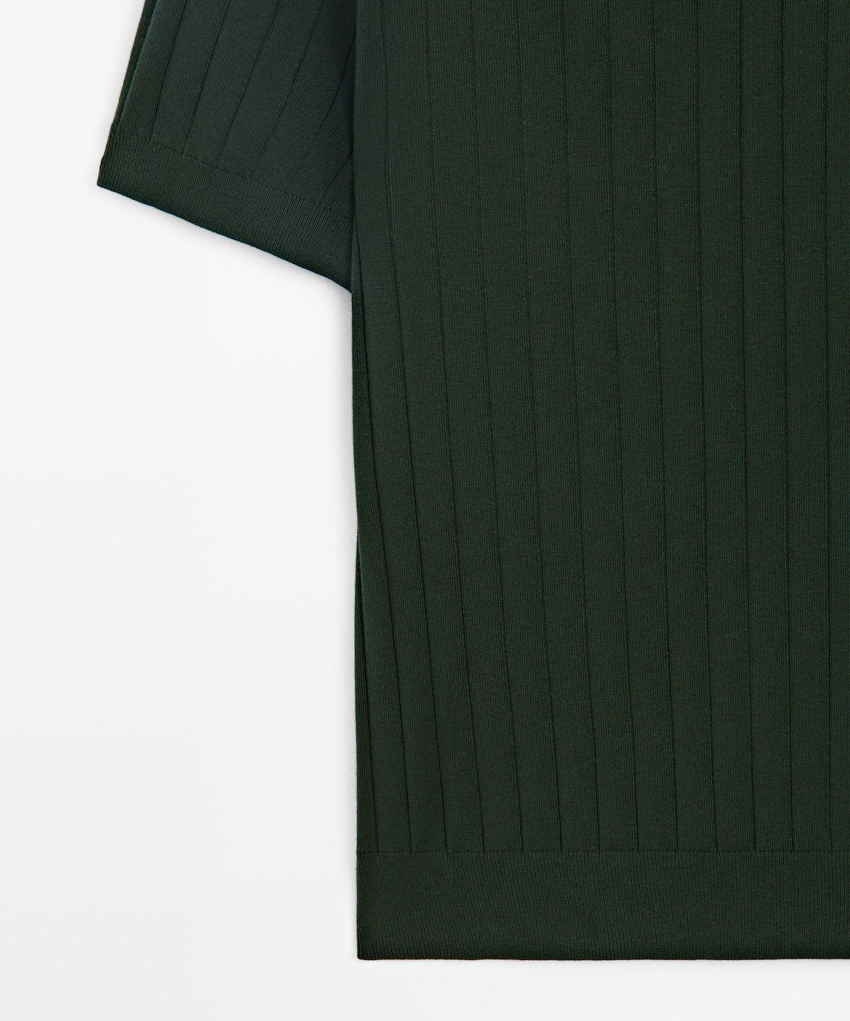 마시모두띠(MASSIMO DUTTI) 코튼 리브드 니트 폴로 셔츠