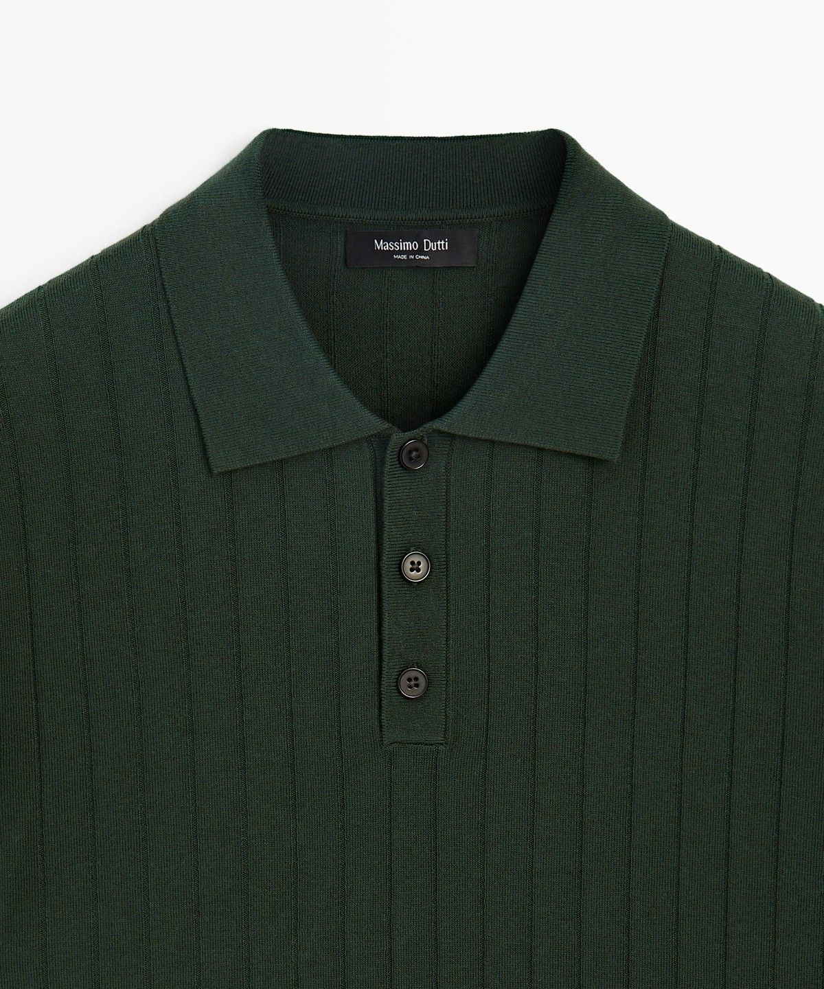 마시모두띠(MASSIMO DUTTI) 코튼 리브드 니트 폴로 셔츠